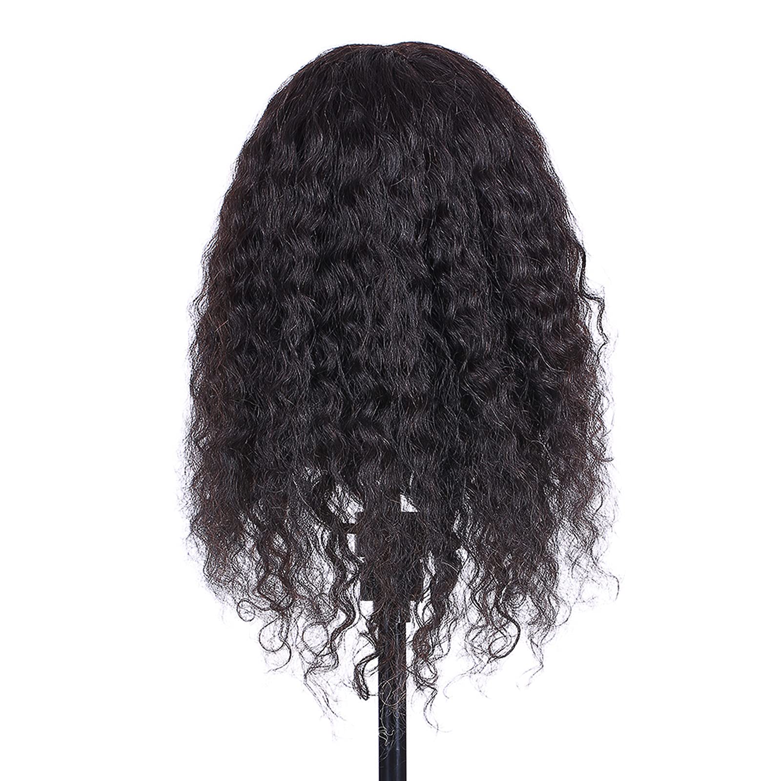 Anself Curly Hair Mannequin Head Hairdressing Training Head for Hair Styling Practice Hair Braiding Dummy Head with 100% Human Hair Black
