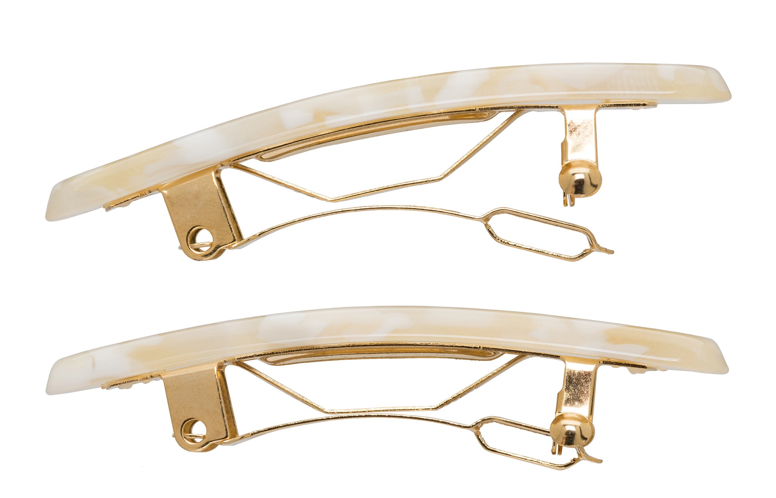 Pavlova White: France Luxe Mini Rectangle Barrette Pair - Pavlova White