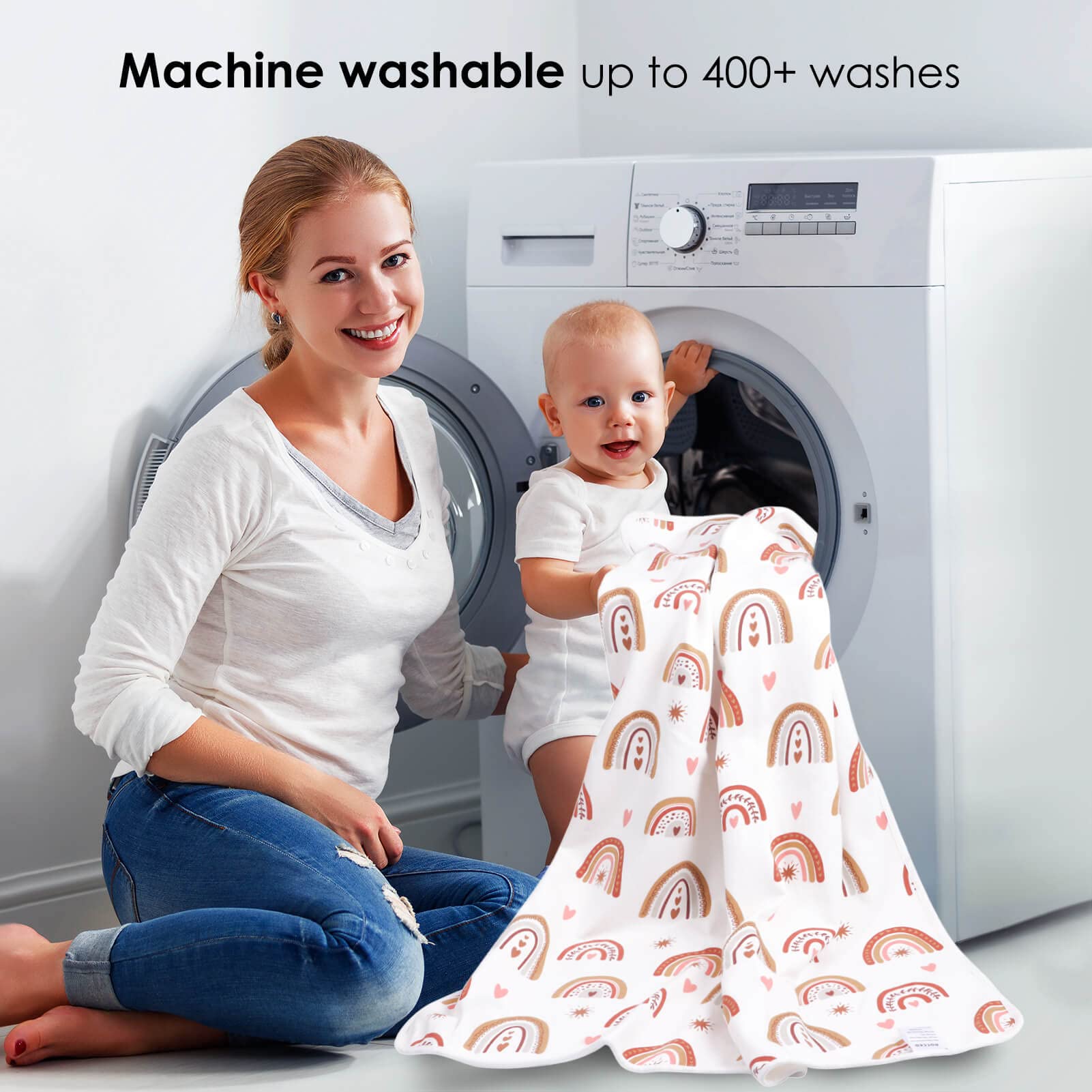 ROCCED Baby Bed Pad Waterproof Washable Reusable 31x40 Large Toddler Mattress Protector Incontinence Pads Sheet Cover Underpads for Kids Adults and Pets Potty Training Mat-Rainbow