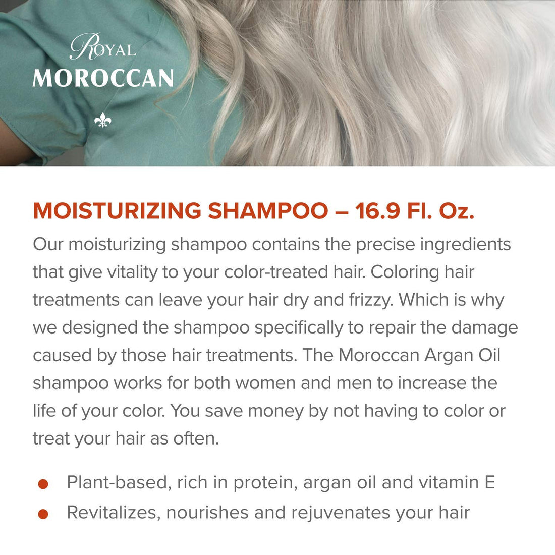 Moisturizing Shampoo | Dry Hair Shampoo for Color Treated & Frizzy Hair | Royal Moroccan Argan Oil Hair Products (500 ml 16.9 oz)