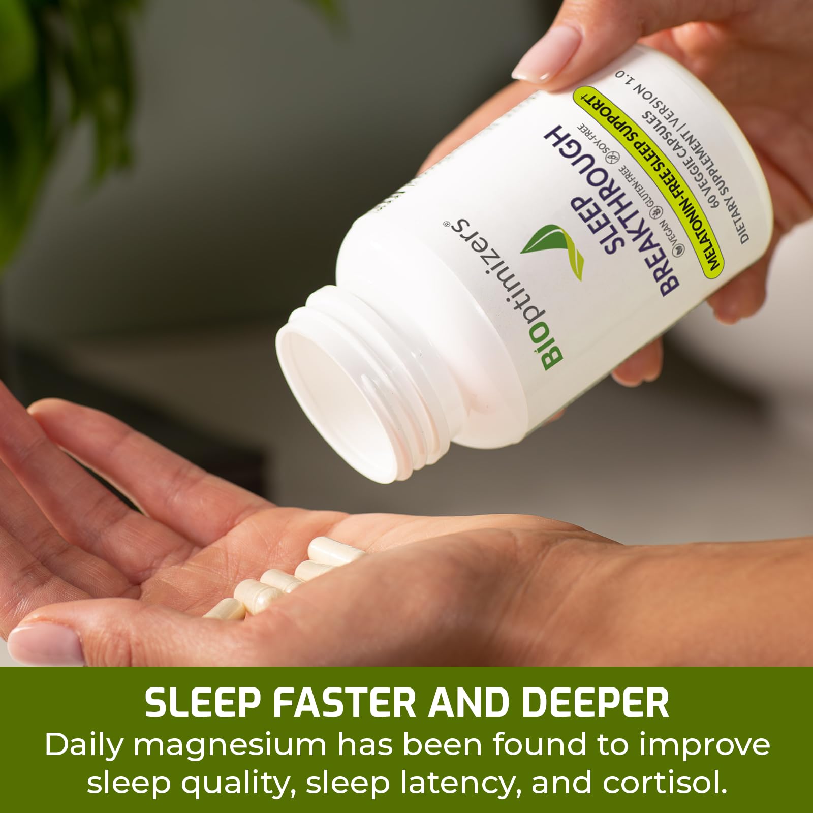 BiOptimizers Sleep Breakthrough Capsules - Natural Support Supplement | Calming Relief Aid for Adults | Non-Habit Forming | 60 Capsules