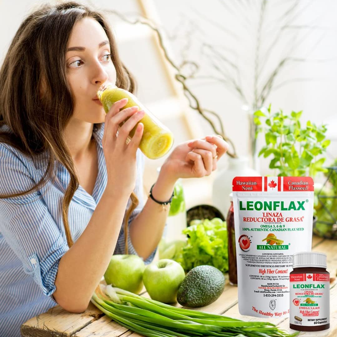 LEONFLAX, 100% Authentic Canadian Flax Seed, Improve Your Digestive Health, 60 Capsules, Bottle