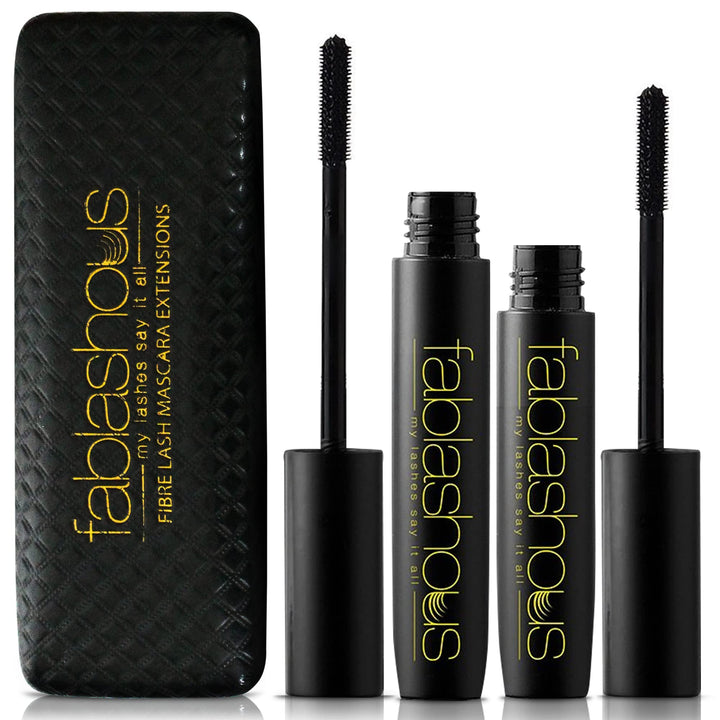 The Original Fablashous 3D Thickening and Lengthening Black Natural Green Tea Fibre Lash Mascara Extensions In Luxury Embossed Patterned Display Case - UK EYELASH SPECIALISTS