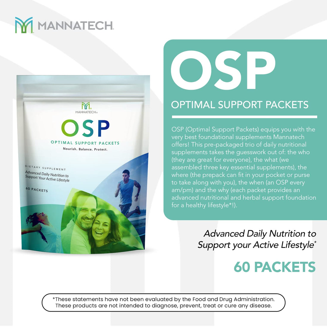 Mannatech More Than Just a Multivitamin, Optimal Support Packets Amazing Self-Care Benefits of OSP Daily Vitamins, w/Ashwagandha Capsules, Immune Support and Antioxidant Supplement - 60 Packets