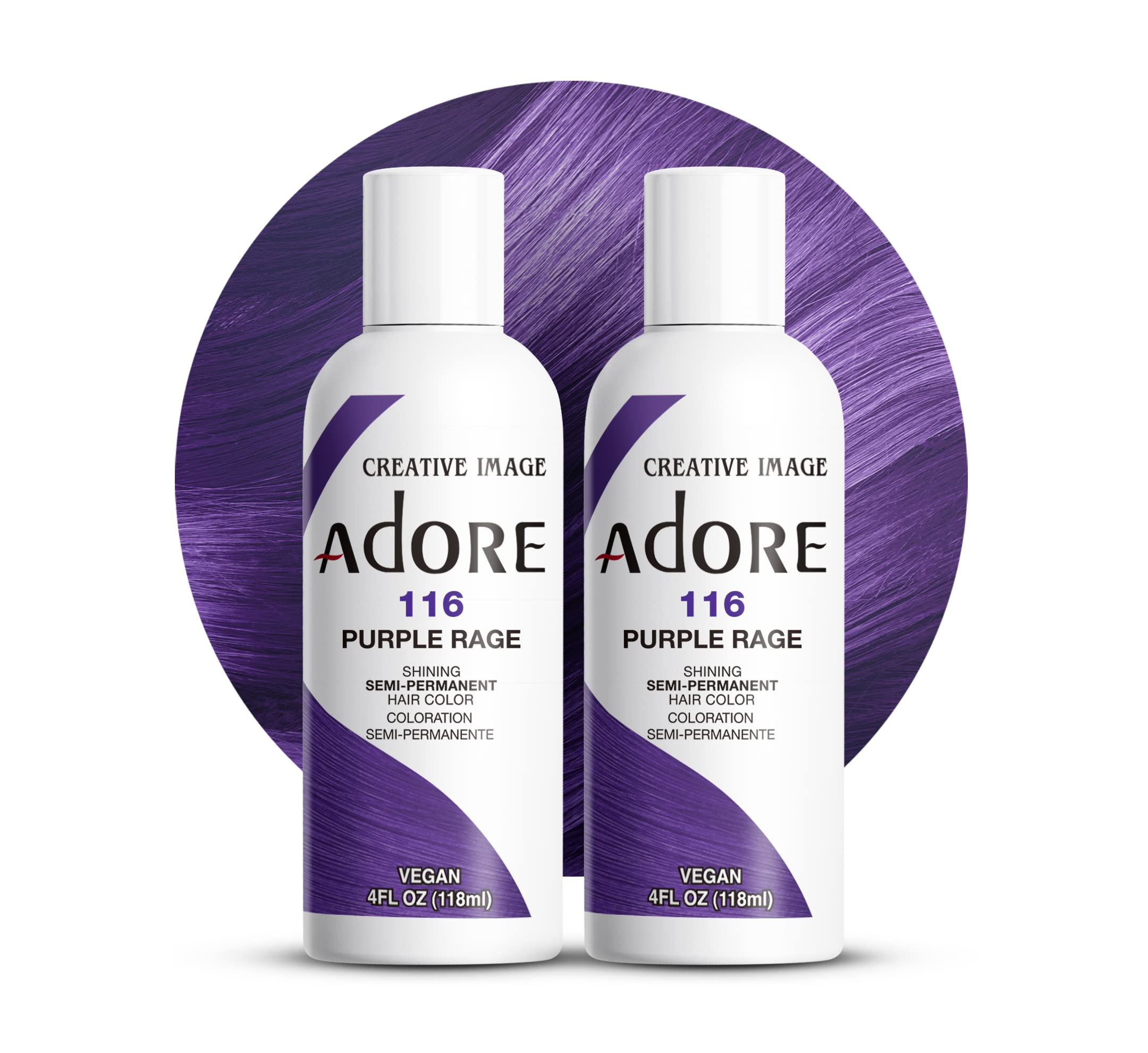 Adore Semi-Permanent Haircolor #116 Purple Rage 4 Ounce (118ml) (2 Pack)