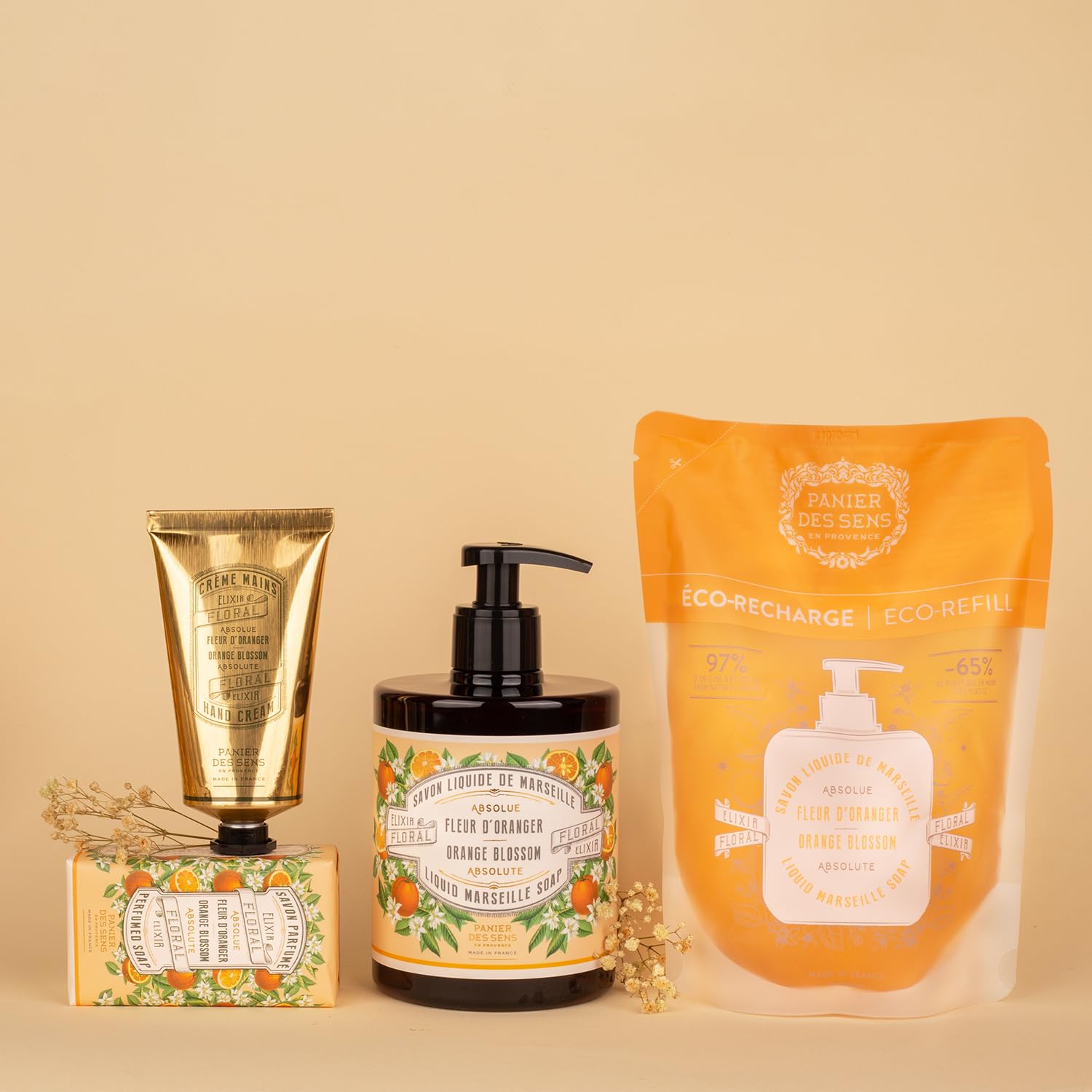 Panier des Sens Orange Blossom Liquid Hand Soap refills, Liquid Marseille Soap - Made in France 97% natural - 2x 16.9Floz/500ml