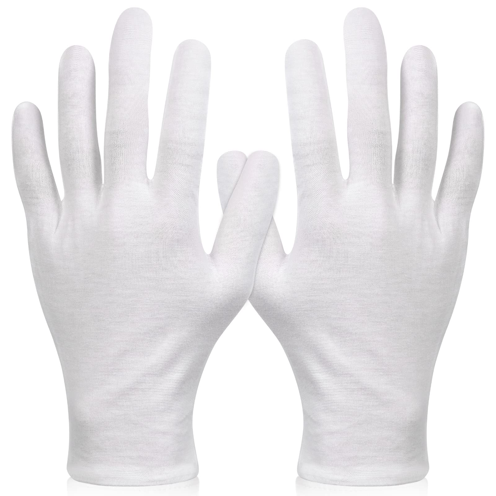 Paxcoo 6 Pairs XL White Cotton Gloves for Dry Hand Moisturizing Cosmetic Eczema Hand Spa and Jewelry Inspection