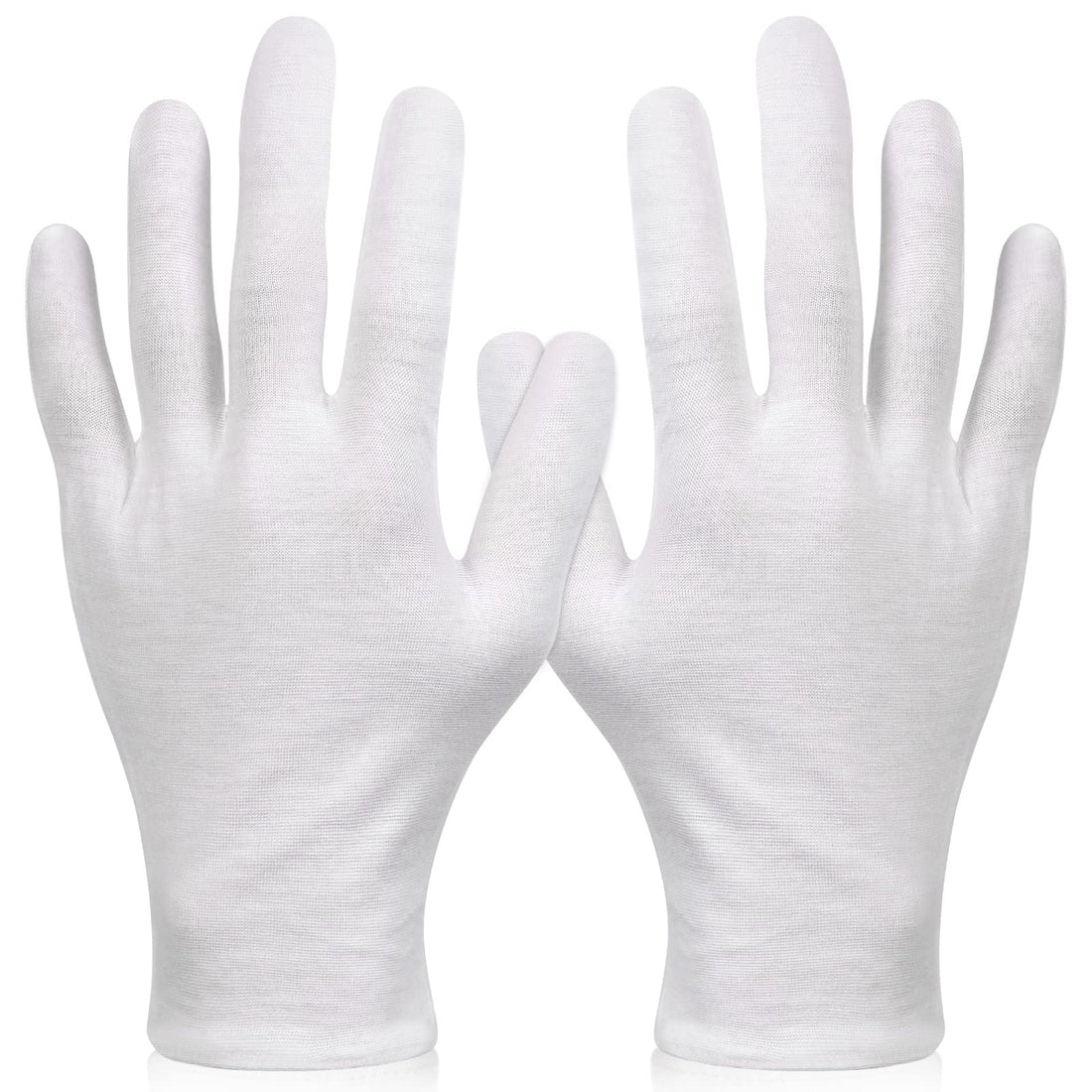 Paxcoo 6 Pairs XL White Cotton Gloves for Dry Hand Moisturizing Cosmetic Eczema Hand Spa and Jewelry Inspection
