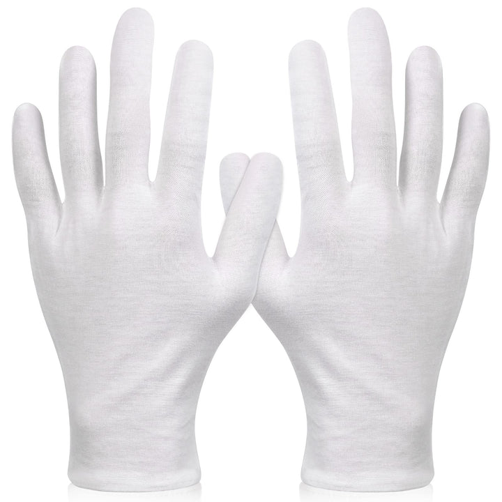 Paxcoo 6 Pairs XL White Cotton Gloves for Dry Hand Moisturizing Cosmetic Eczema Hand Spa and Jewelry Inspection