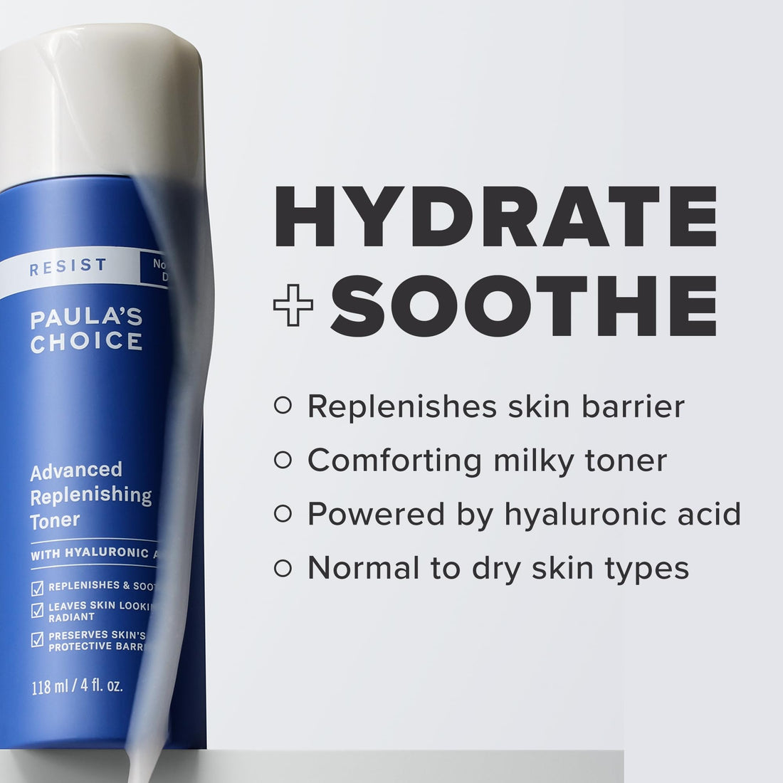 Paula's Choice Resist Advanced Replenishing Toner, Anti-Aging Facial Toner with Hyaluronic Acid, Vitamin C & E, Lightweight Hydration for Dry Skin, Fragrance-Free, 4 Fl Oz