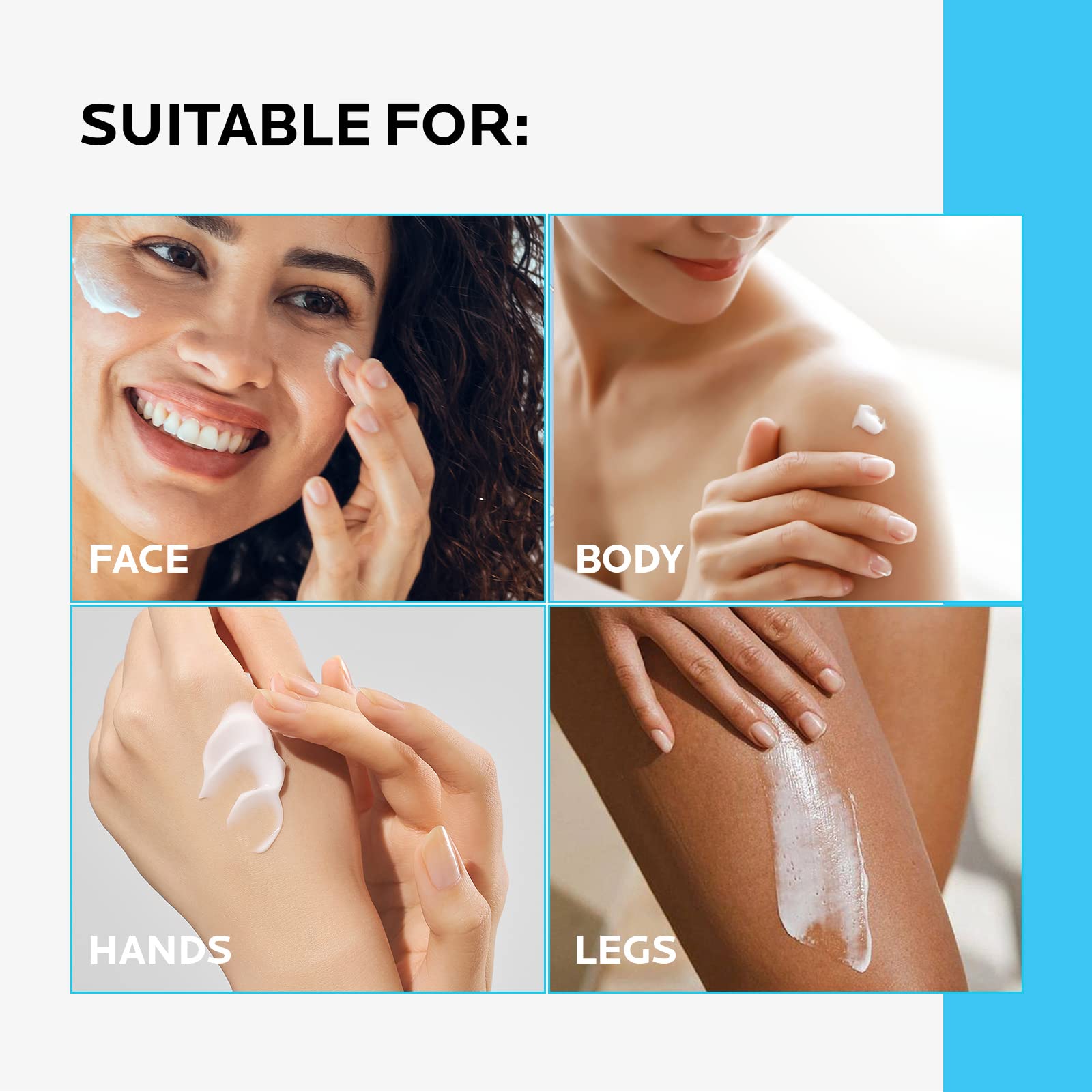 ZealSea Face Moisturiser Lotion with Hyaluronic Acid & Ceramide & Aloe Vera, Hydration Moisturiser for Normal To Dry Sensitive Skin, Facial and Body Hydrating Moisturizing Cream - 290 ml