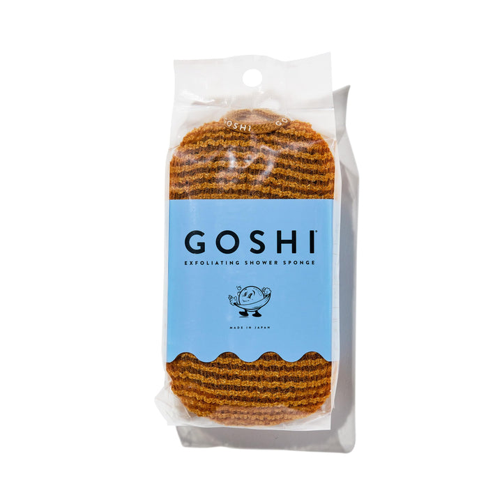 GOSHI Exfoliating Shower Sponge - Rip-Resistant, Rapid-Drying Exfoliating Bath Sponge for All Skin Types - Marigold Yellow - Made in Japan