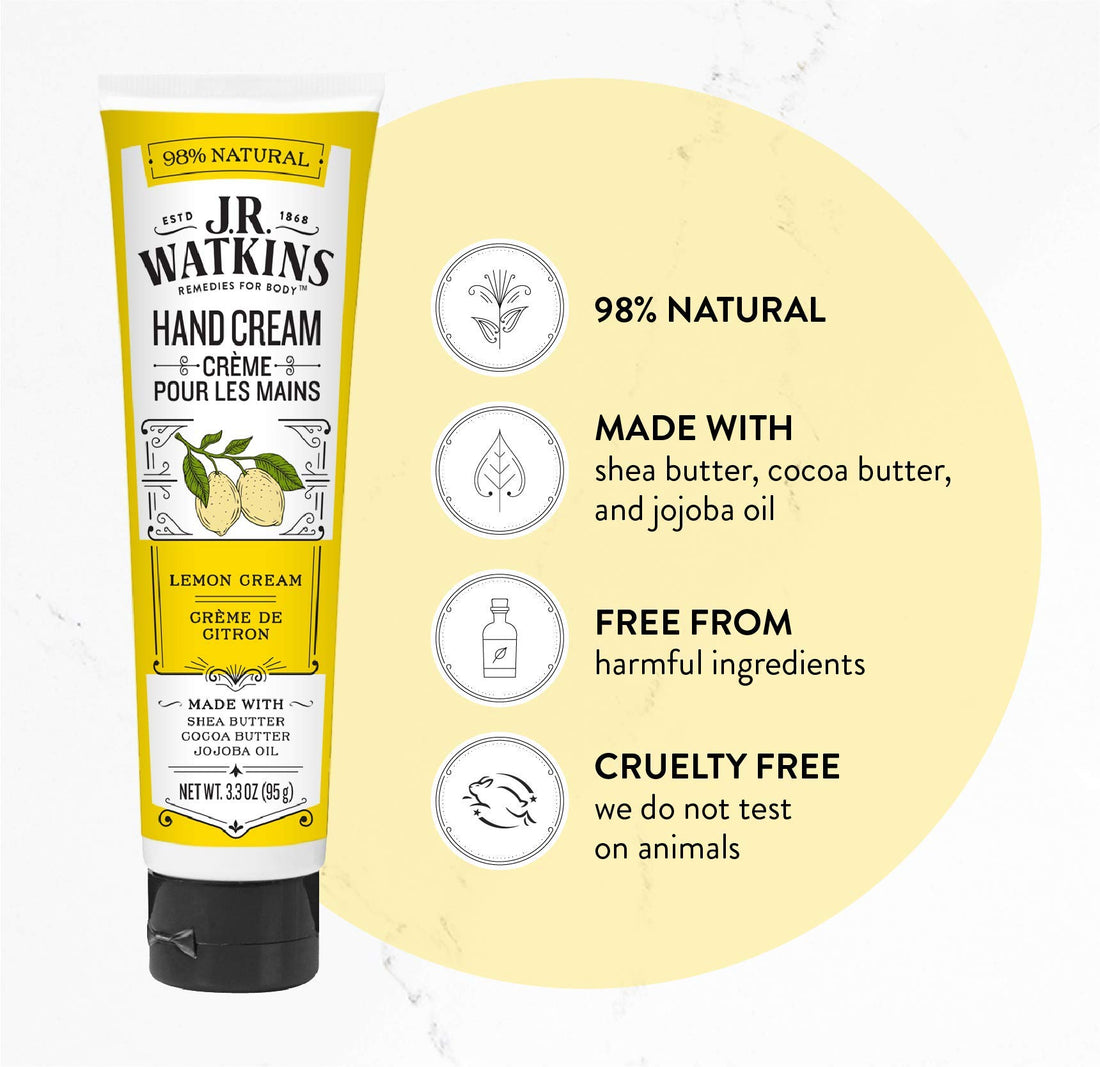 J.R. Watkins Hand Cream, Lemon 3.3 Ounce (Pack Of 4)