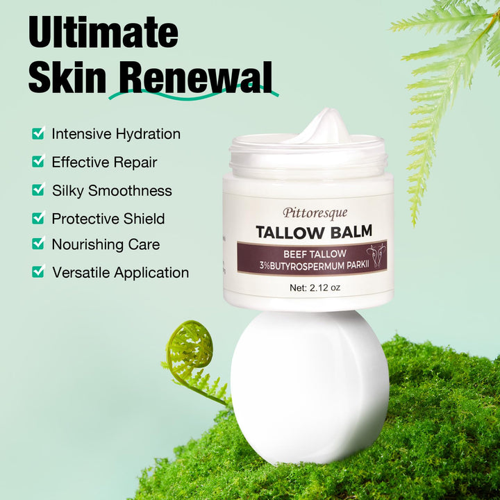 Pittoresque Beef Tallow,Nourishing Tallow Balm 2.12oz Rich Moisturizer for Face and Body Care