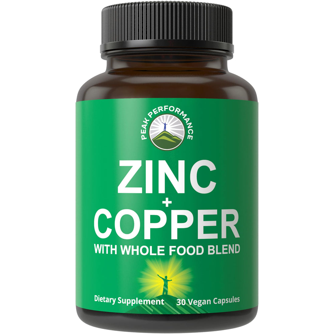 Zinc with Copper + Whole Food Blend of 25 Vegetables and Fruits for Max Absorption. Immune Support Supplement Capsules. Two Essential Minerals for Immunity. Zinc Vitamin Pills for Men and Women.