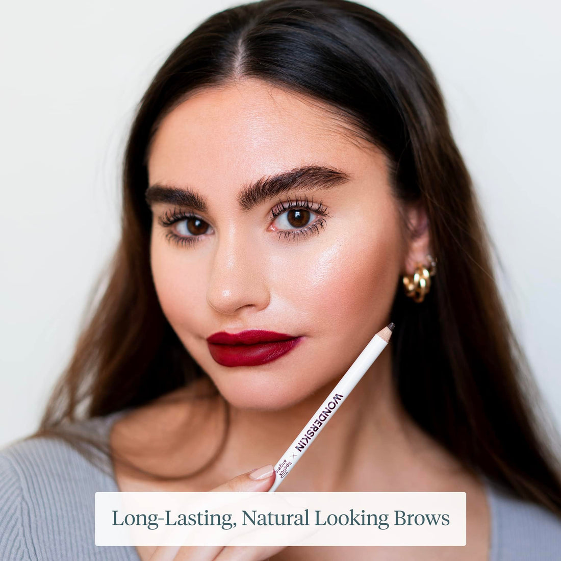 WONDERSKIN Eyebrow Pencil - Sharpenable Brow Pencil For Natural Looking Brows, Brown Eye Makeup, Long Lasting Eyebrow Pomade (Dark Brunette)