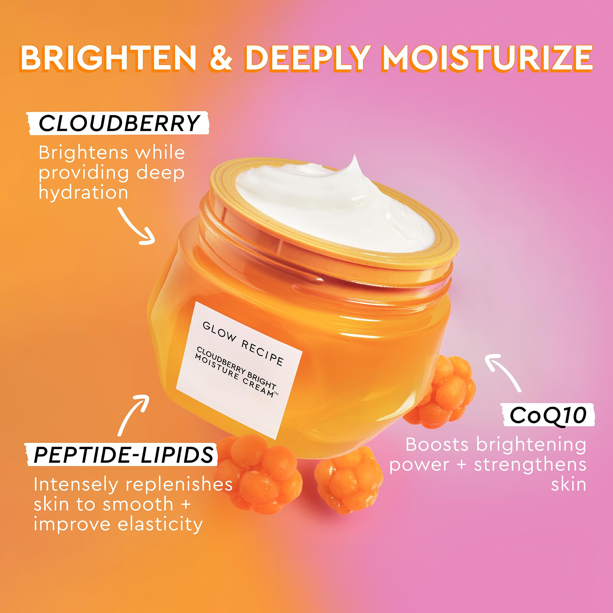 Glow Recipe Cloudberry Bright Refillable Face Cream – Ultra Moisturizing Korean Face Cream for Women with CoQ10, Multi Peptides, and Vitamin C to Brighten, Repair Skin Barrier & Even Skin Tone (50 ml)
