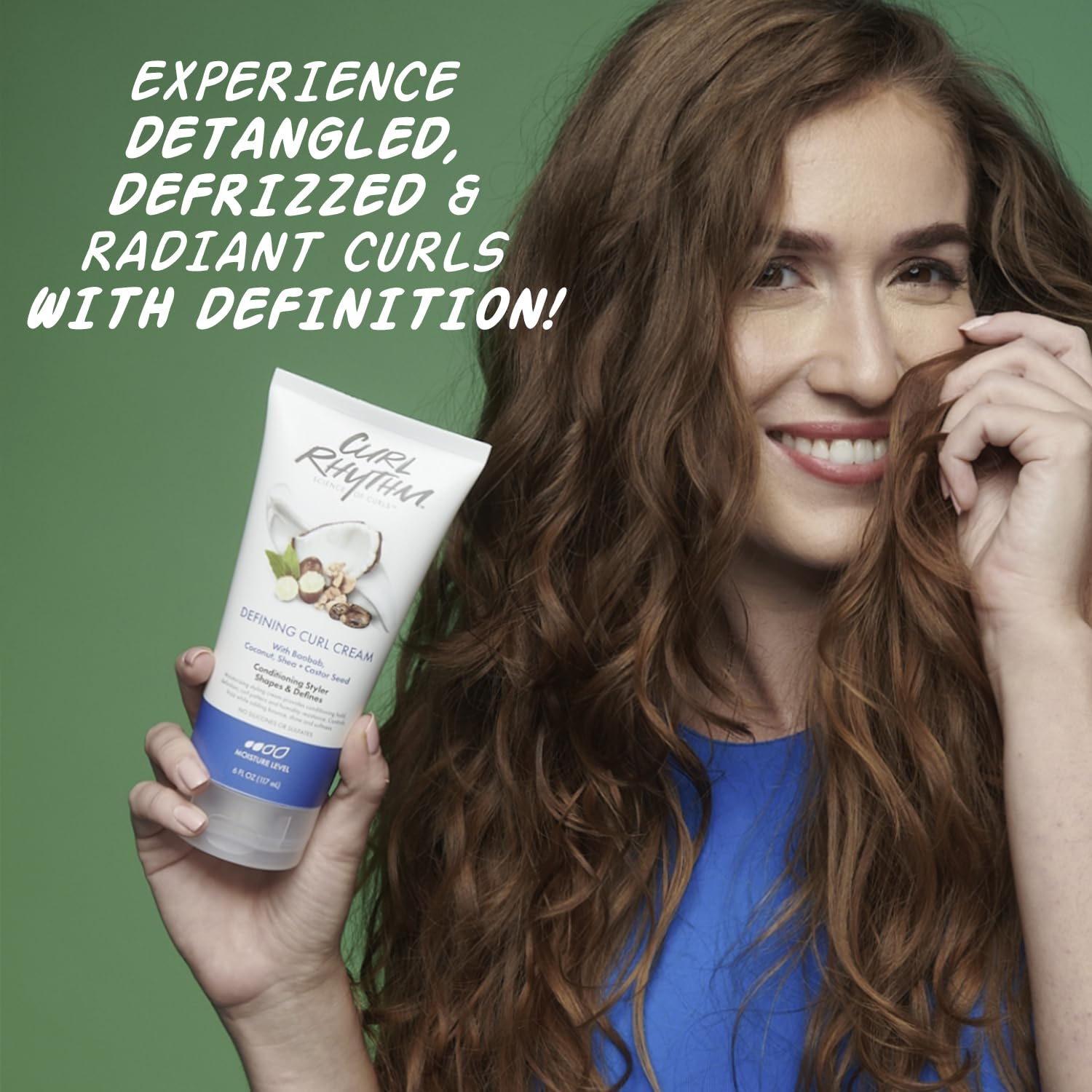 Curl Rhythm Defining Curl Cream - Hair Moisturizer for Curly Hair - Curl Styling Cream for Frizz Control, Bounce, and Shine - Sulfate Free - 6 oz