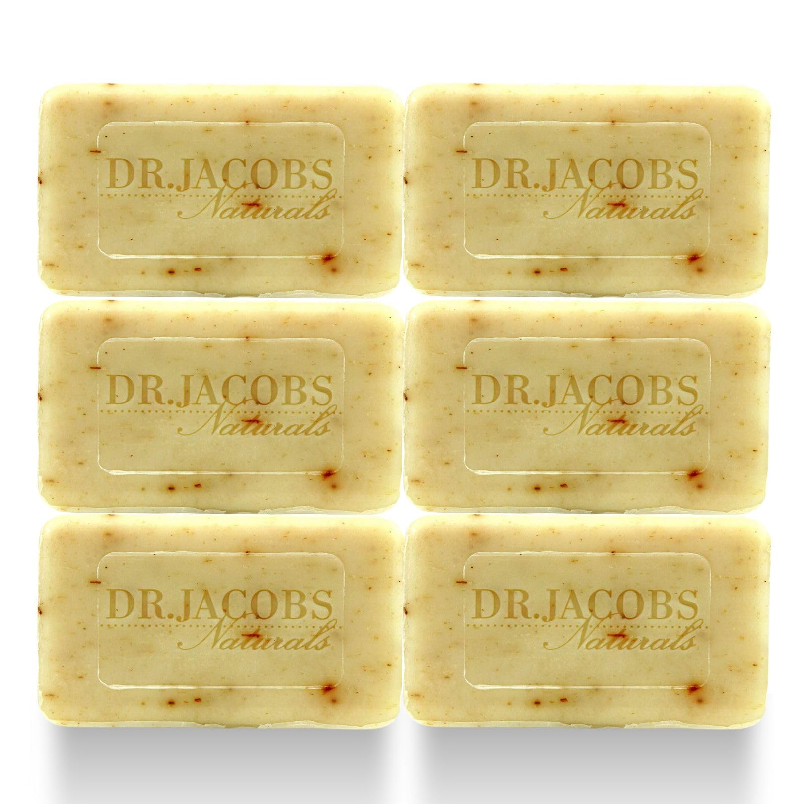 Dr Jacobs Naturals, Triple Milled Loofah Exfoliating Castile Bar Soap (Pack of 6) - Free of Parabens, Sulfates, Synthetics, Gltuen and GMO (Luscious Lavender)