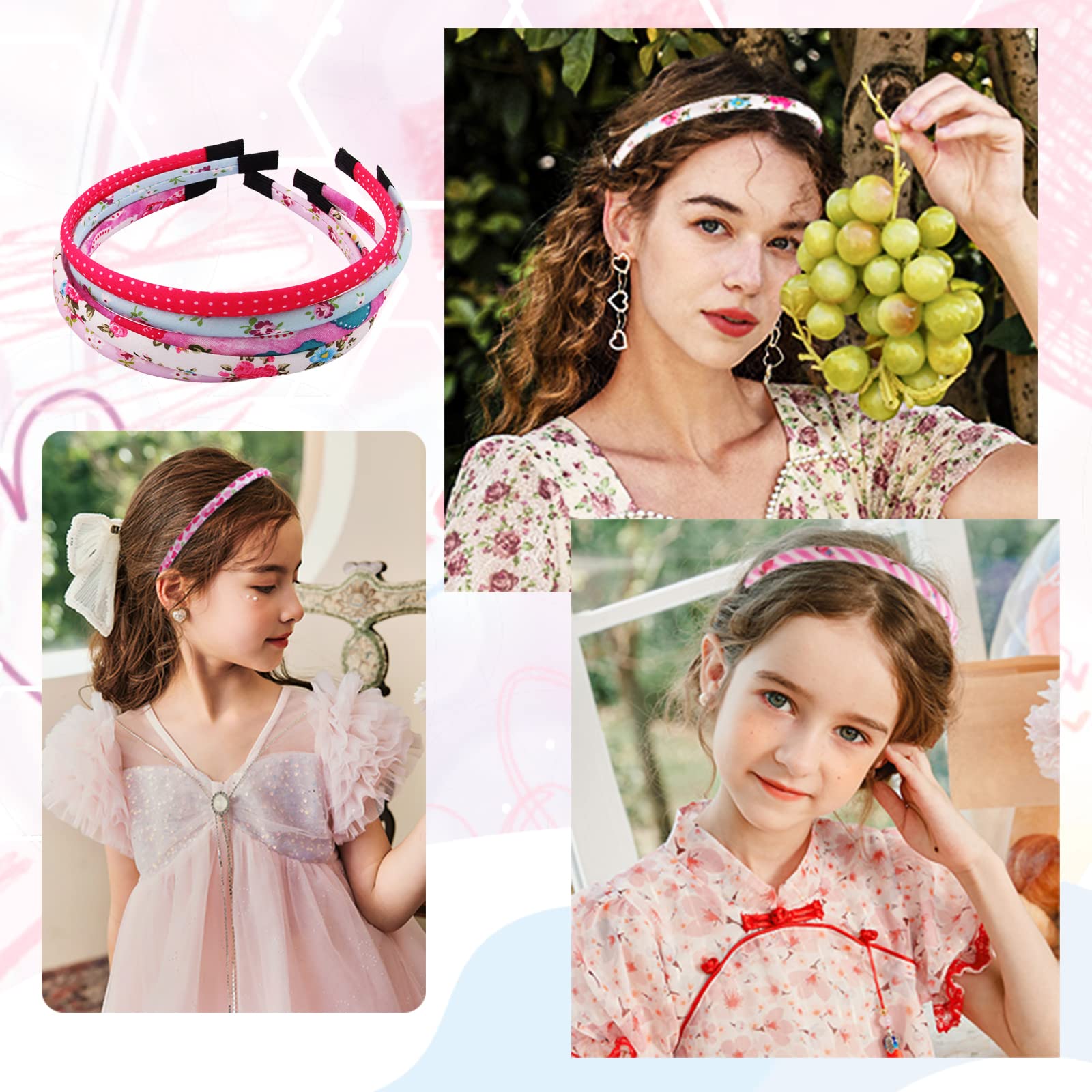 Candygirl Girls' Flora Stripe Heart Alice Hair Band Girls headbands For Girls Value Pack(Assorted 10pcs per Pack)