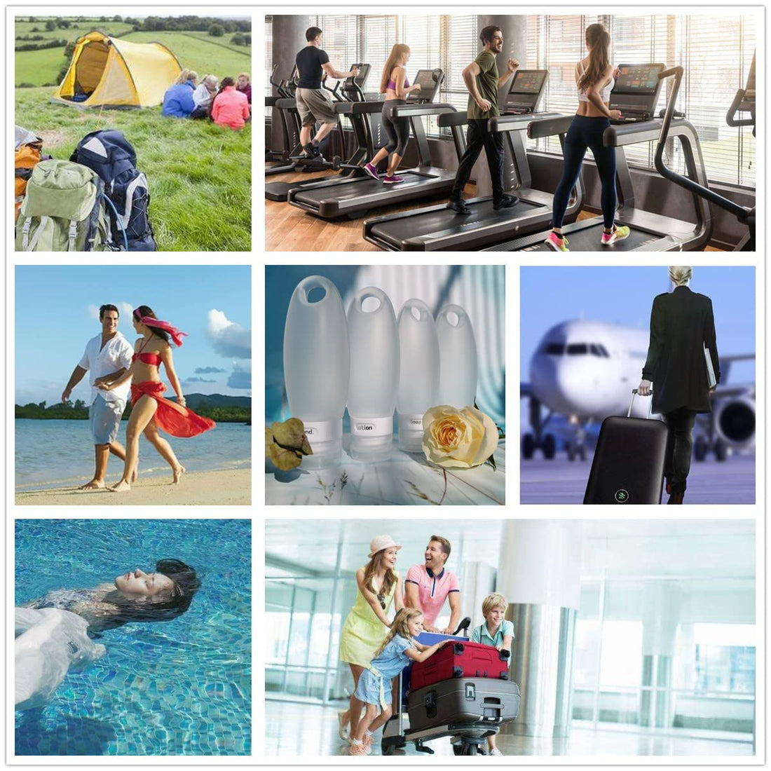 SANTREST Leak Proof Travel Bottles - Refillable Travel Containers with Shower Lanyard,3.3oz TSA Approved Squeezable Silicone Travel Tube Set for Gym Shampoo Lotion Soap(4 Pack White)