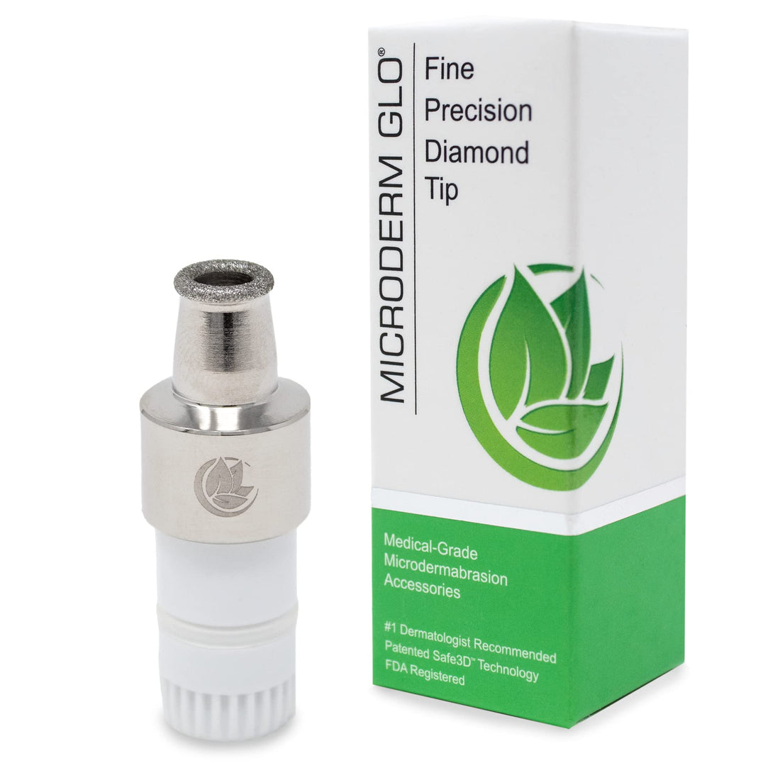Microderm GLO Premium Diamond Microdermabrasion Tips - Medical Grade Stainless Steel Accessories, Patented Safe3D Technology, Safe for All Skin Types. (Fine/Precision)