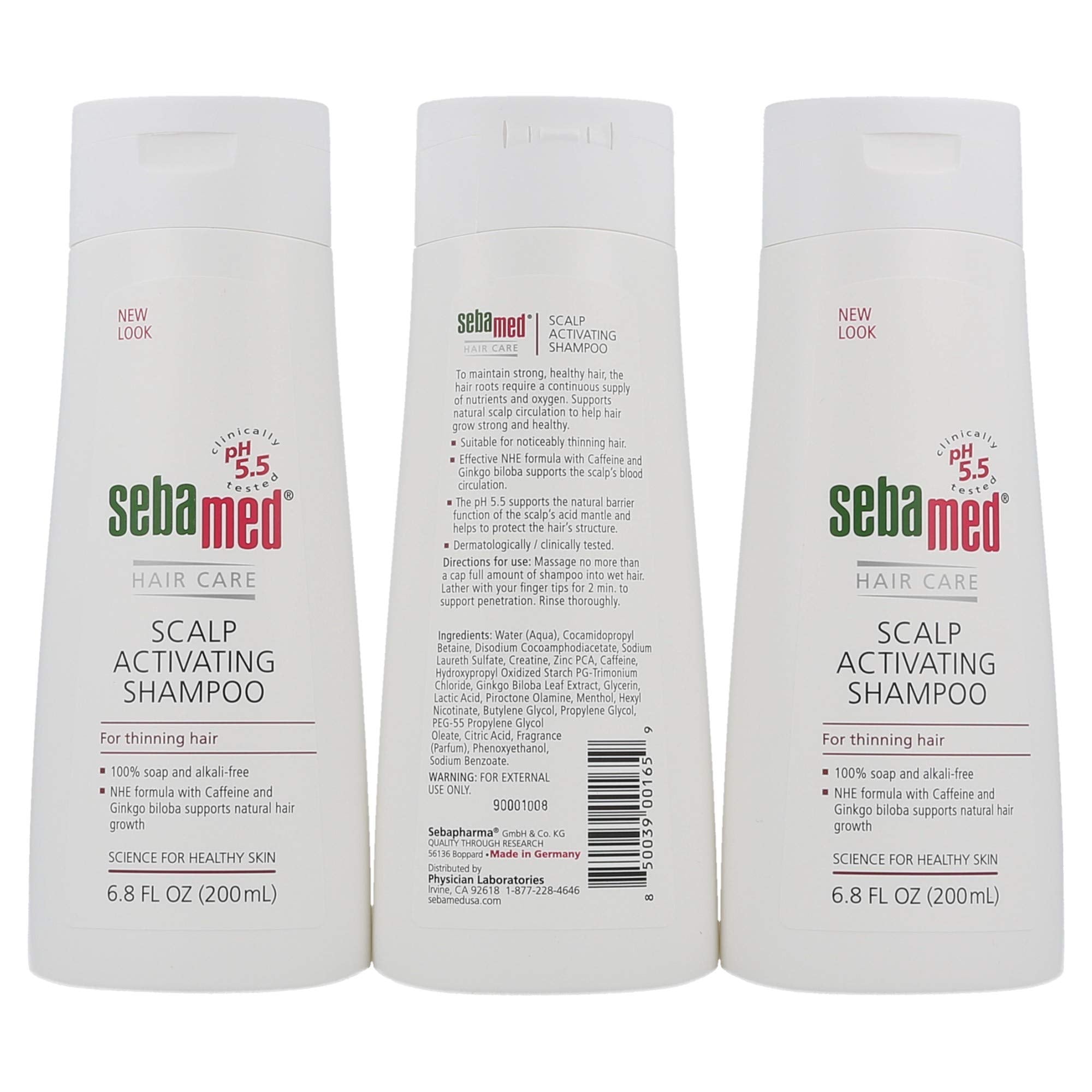 SEBAMED Anti Hair Loss Scalp Activating Shampoo for Thinning Hair Supports Natural Hair Growth Helps Fight Hair Loss Dermatologist Recommended (200 Milliliters) Pack of 3