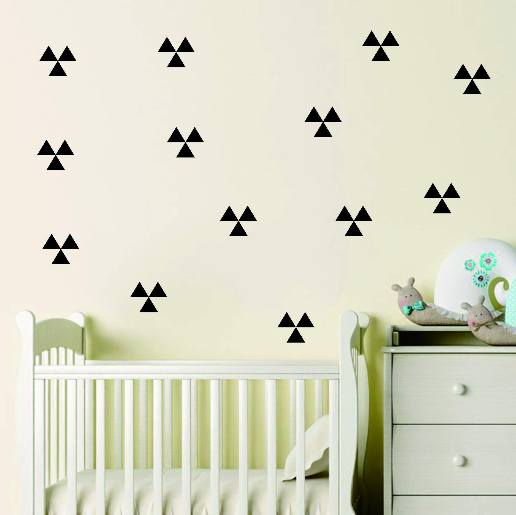 120 Pcs/Set Triangle Wall Pattern Decal Vinyl Stickers for Kids Boy Girl Baby Bedroom Playroom Art Decorations Removable Decor Home House Design YMX56 (Black)