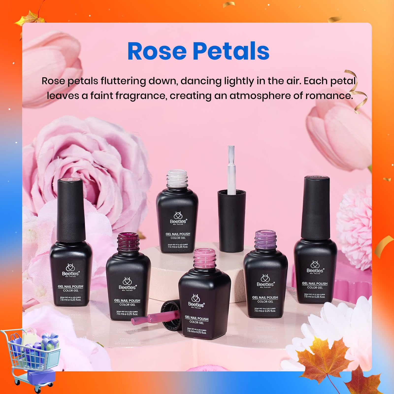 Beetles Burgundy Purple Gel Nail Polish Set - 6 Color Fall Dark Purple Maroon Mauve Plum Gel Polish Kit, Soak Off UV LED Nail Gel for Autumn Manicure Nail Art Gifts for Women