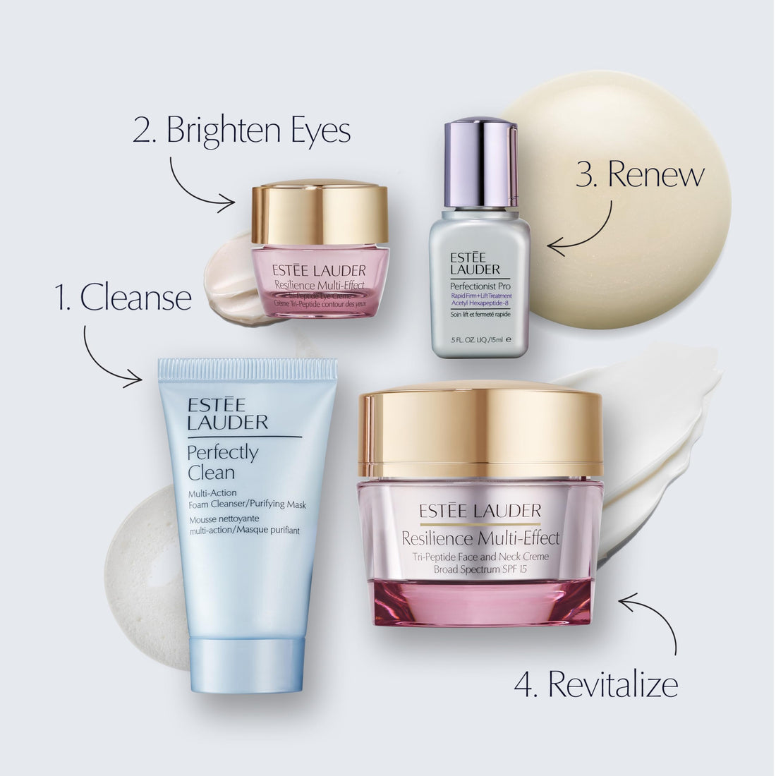Estée Lauder Resilience Moisturizer Holiday Skincare Gift Set | The Radiance Routine | Includes Full-Size Moisturizer 1.7 Ounce + Cleanser 1 Ounce, Eye Cream 0.17 Ounce, Face Serum 0.5 Fl Oz