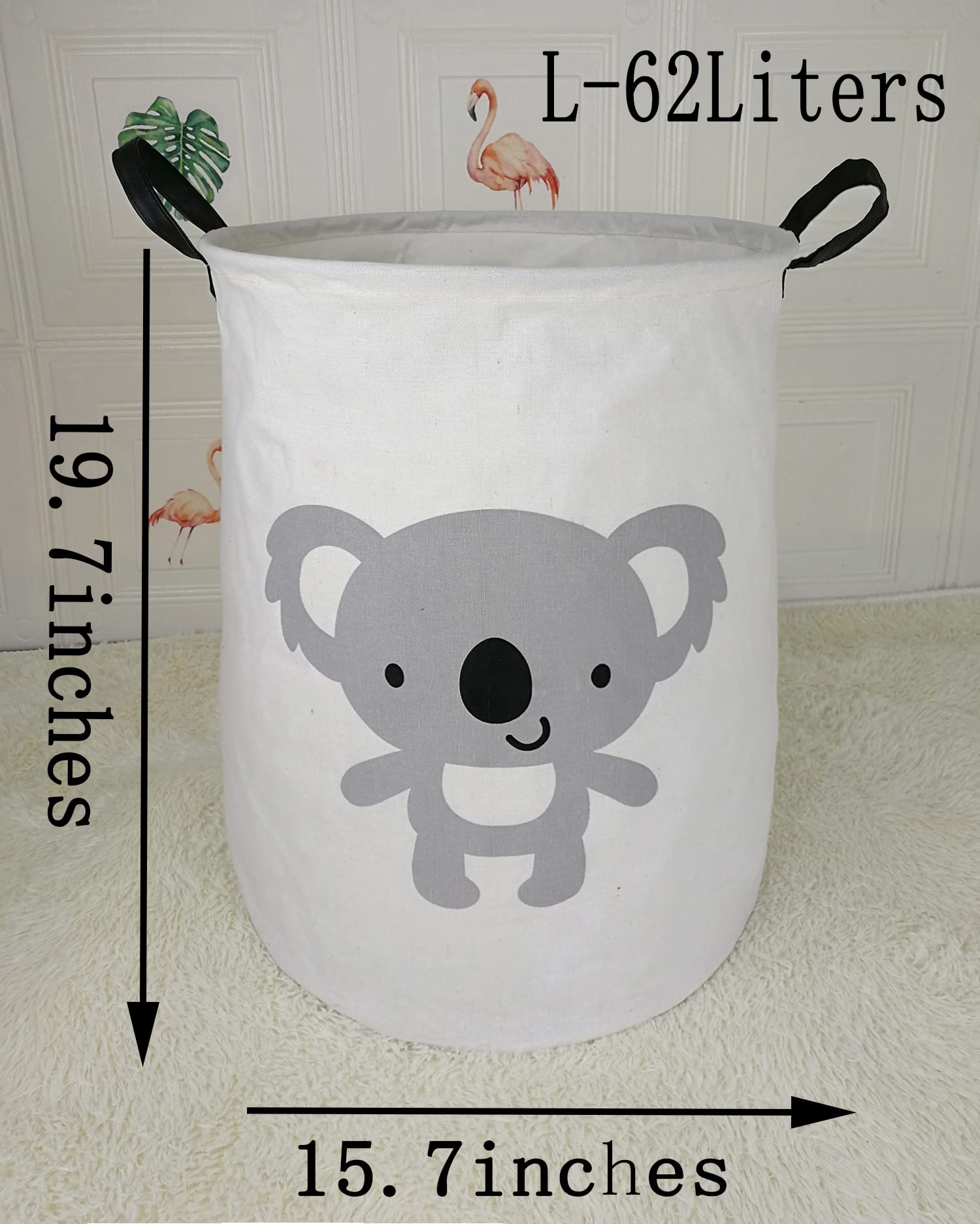 KUNRO Large Storage Basket Toy Box Bin Laundry Bag Foldable Hamper Clothes Kids Gift Organizer Chest Waterproof Coating Organizer Dorm Nursery Home (Koala)