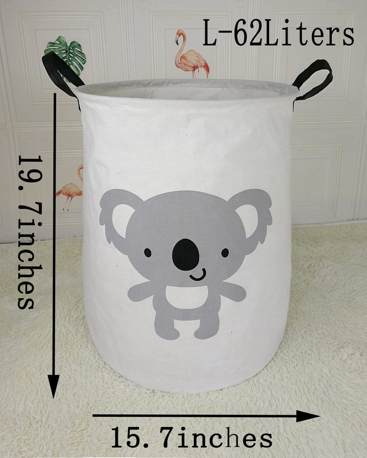 KUNRO Large Storage Basket Toy Box Bin Laundry Bag Foldable Hamper Clothes Kids Gift Organizer Chest Waterproof Coating Organizer Dorm Nursery Home (Koala)