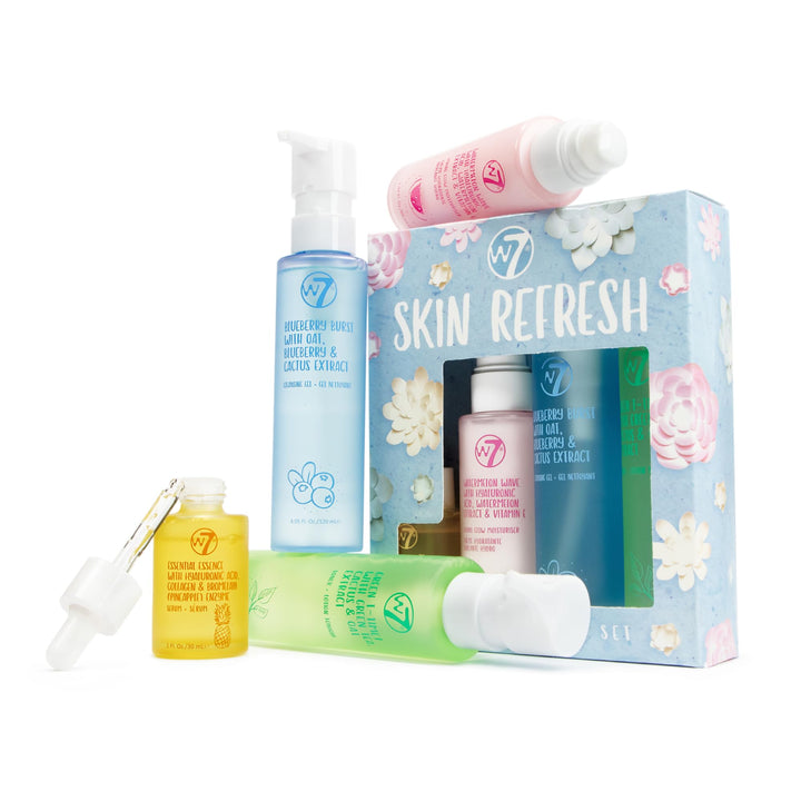 W7 Skin Refresh Skincare Set | Face Cleanser, Toner, Serum & Moisturizer | Hydrating & Glow Boosting Routine | Full Size, Long Lasting Products to Use at Home
