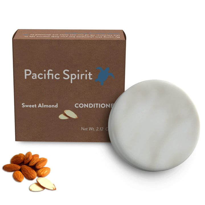Pacific Spirit Conditioner Bar - Moisturizing for All Hair Types, with Almond Oil & Honey, Lightweight, SLS & Sulfate-Free, Vegan, Travel-Size, Zero Waste - 2.12 oz, 80-100 Washes