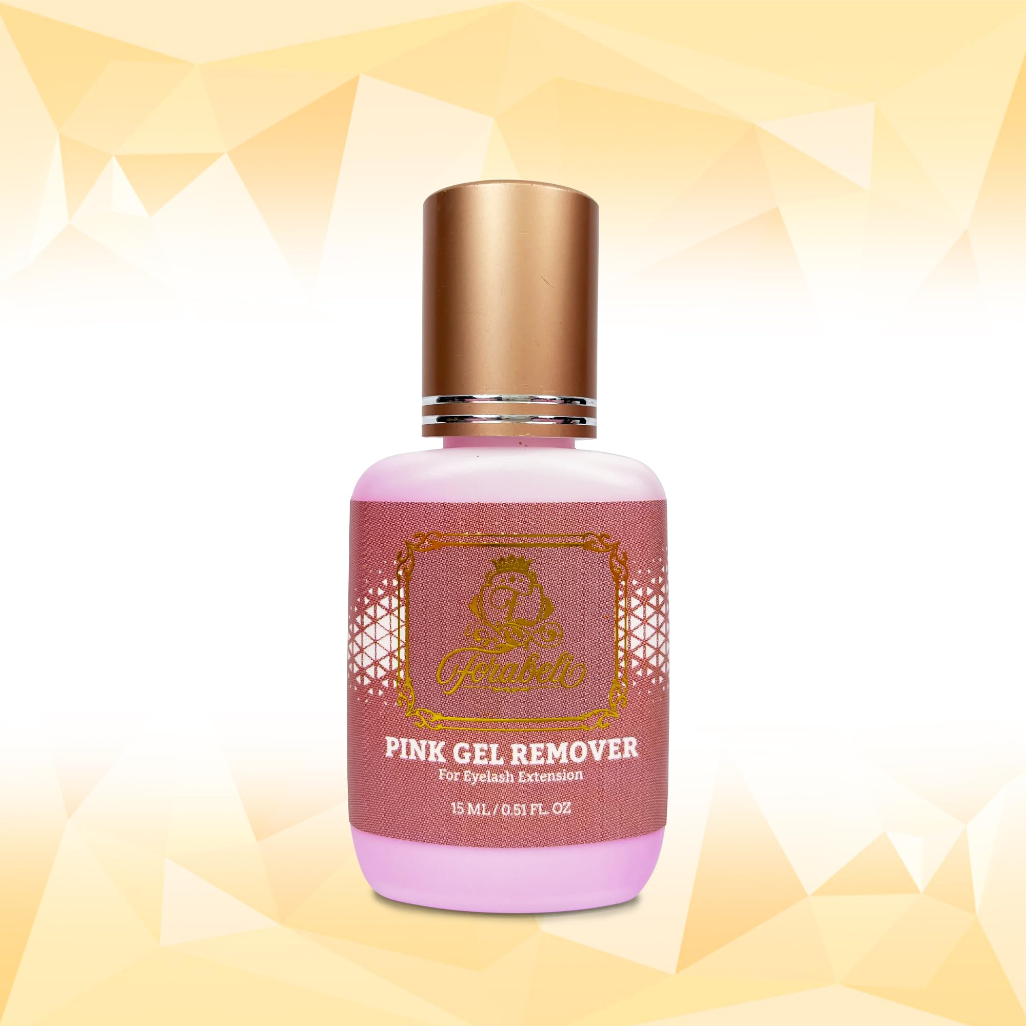 Forabeli Pink Gel Lash Remover for Eyelash Extensions, 15ml, Safe and Gentle Formula, Easy to Apply, Versatile and Efficient