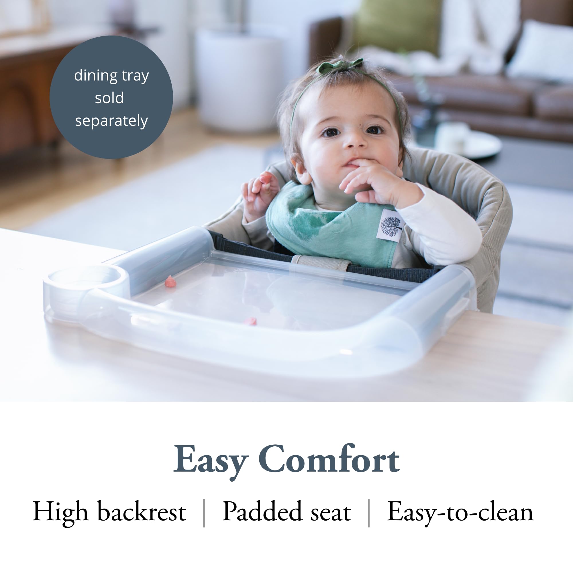 Inglesina Fast Table Chair, Cream - Portable Baby High Chair - for Babies & Toddlers up to 37 lbs - Collapsible Design - Fits Tables 0.8'' to 3.5'' Thick - Compact & Easy to Use - Travel Bag Included