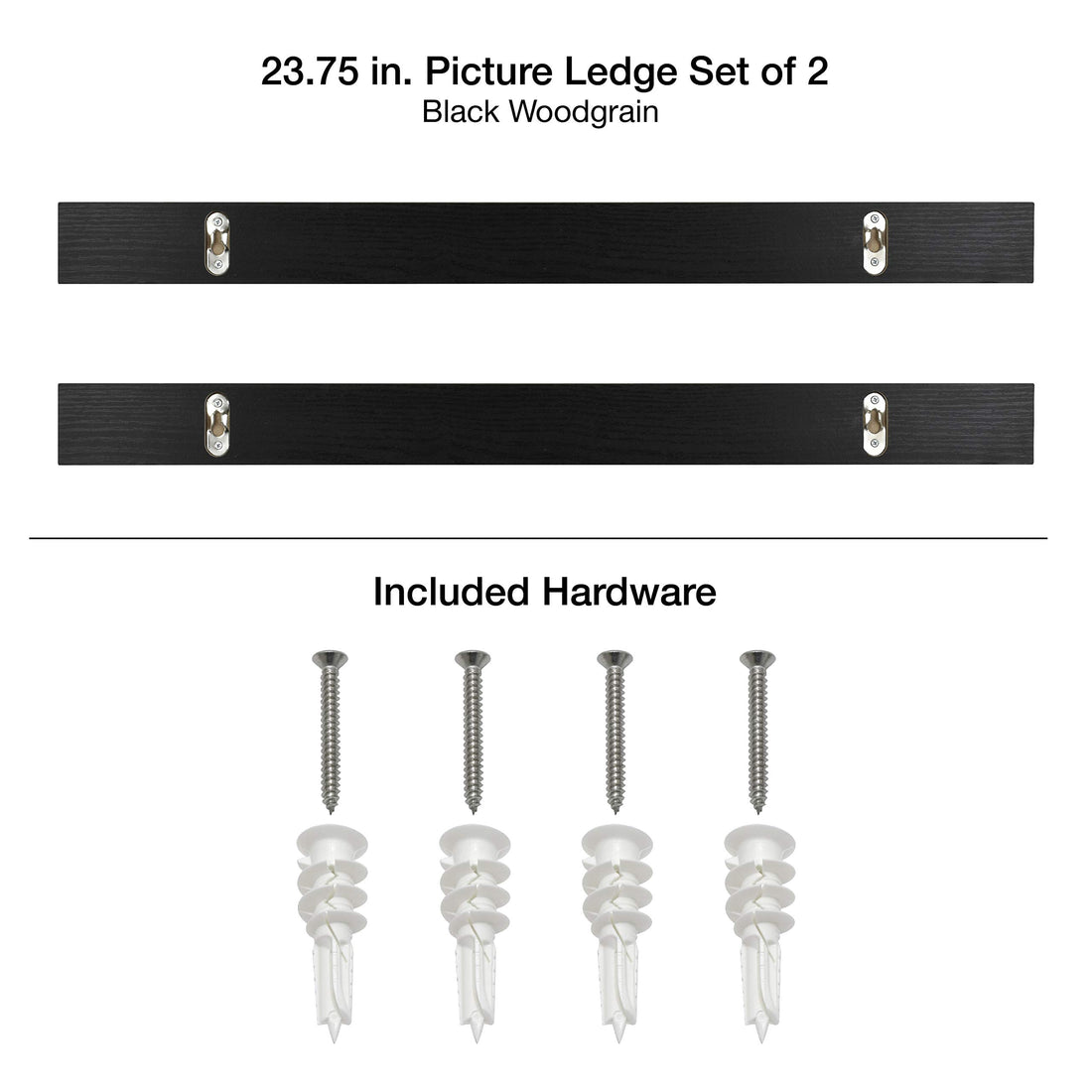 MCS Industries MCS 68905 Black Woodgrain 23.75 Inch Set, Set of 2 Picture Ledge