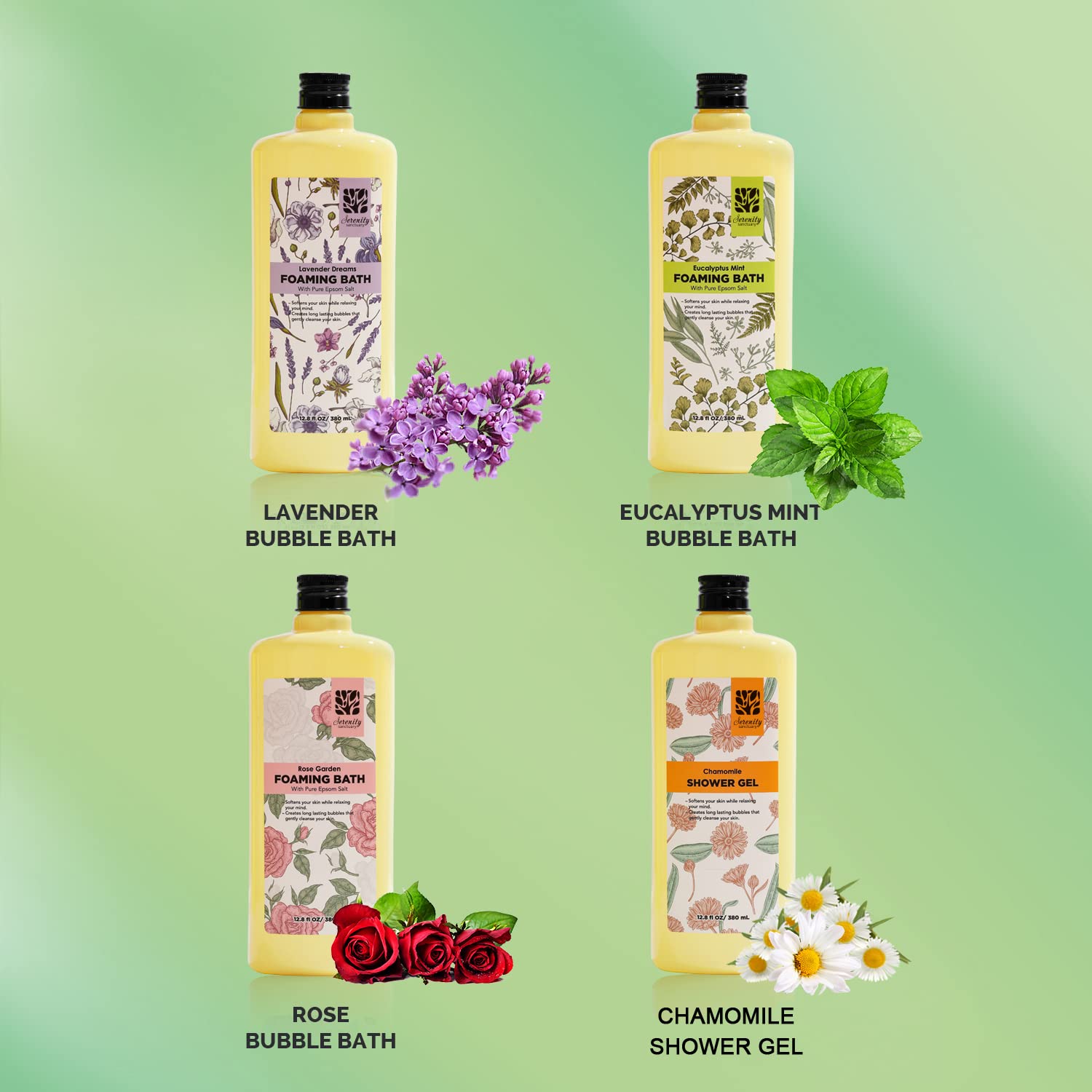 Bubble Bath for Women Adults, Scented Bubble Bath Gift Set for Women, 51.2 fl oz (Pack of 4), with Shower Gel, Ladies Foaming Bath Variety, Mother's Day Gift for Mom