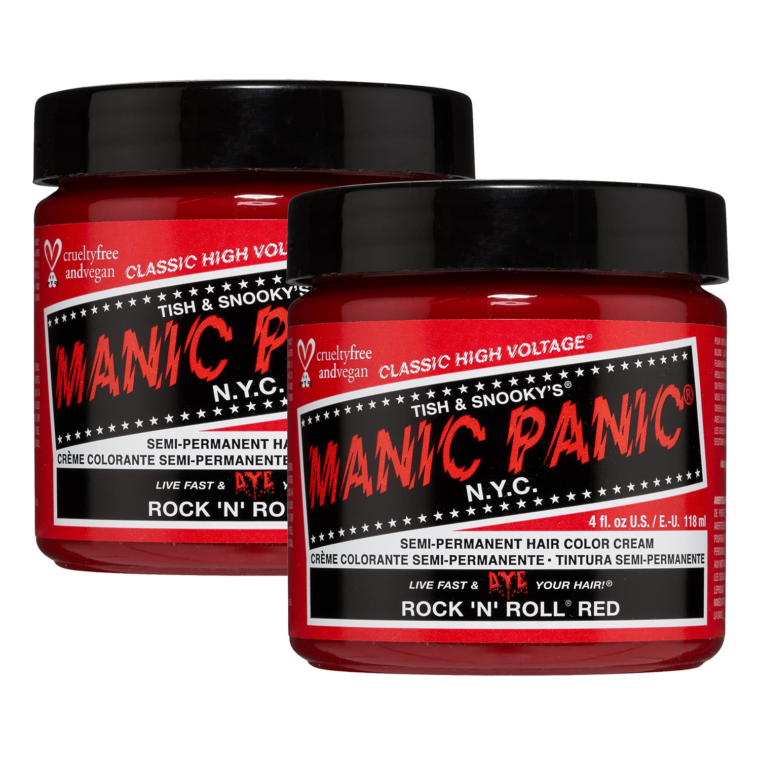 Manic Panic Semi-Permament Haircolor Rock N Roll Red 4 Ounce (118ml) (2 Pack)