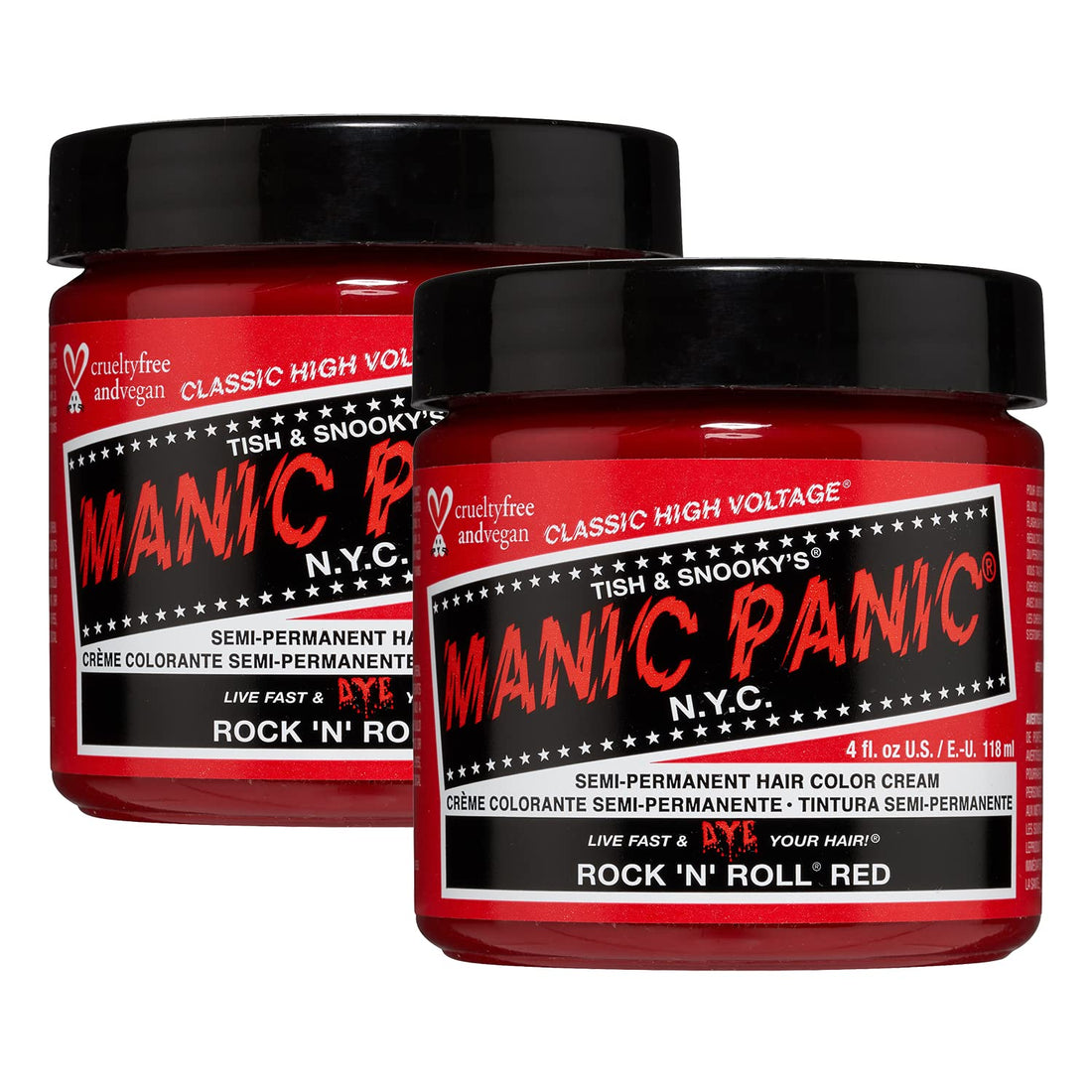 Manic Panic Semi-Permament Haircolor Rock N Roll Red 4 Ounce (118ml) (2 Pack)