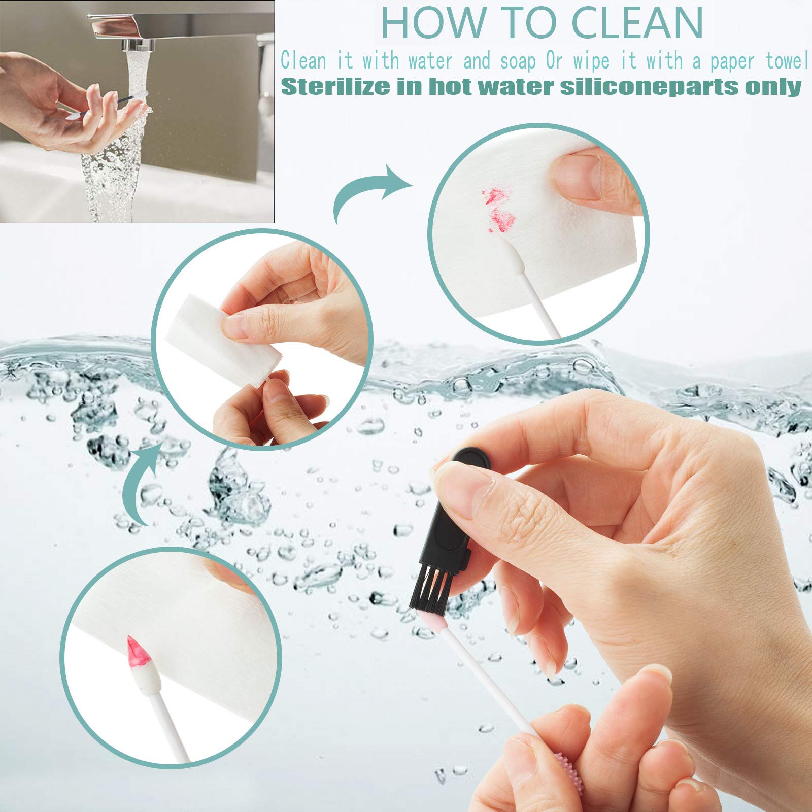 Strogem Reusable Cotton Swabs with 1 Mirror for Makeup Application and Cleaning, Multifunctional Portable Washable Silicone Q-Tip (white)