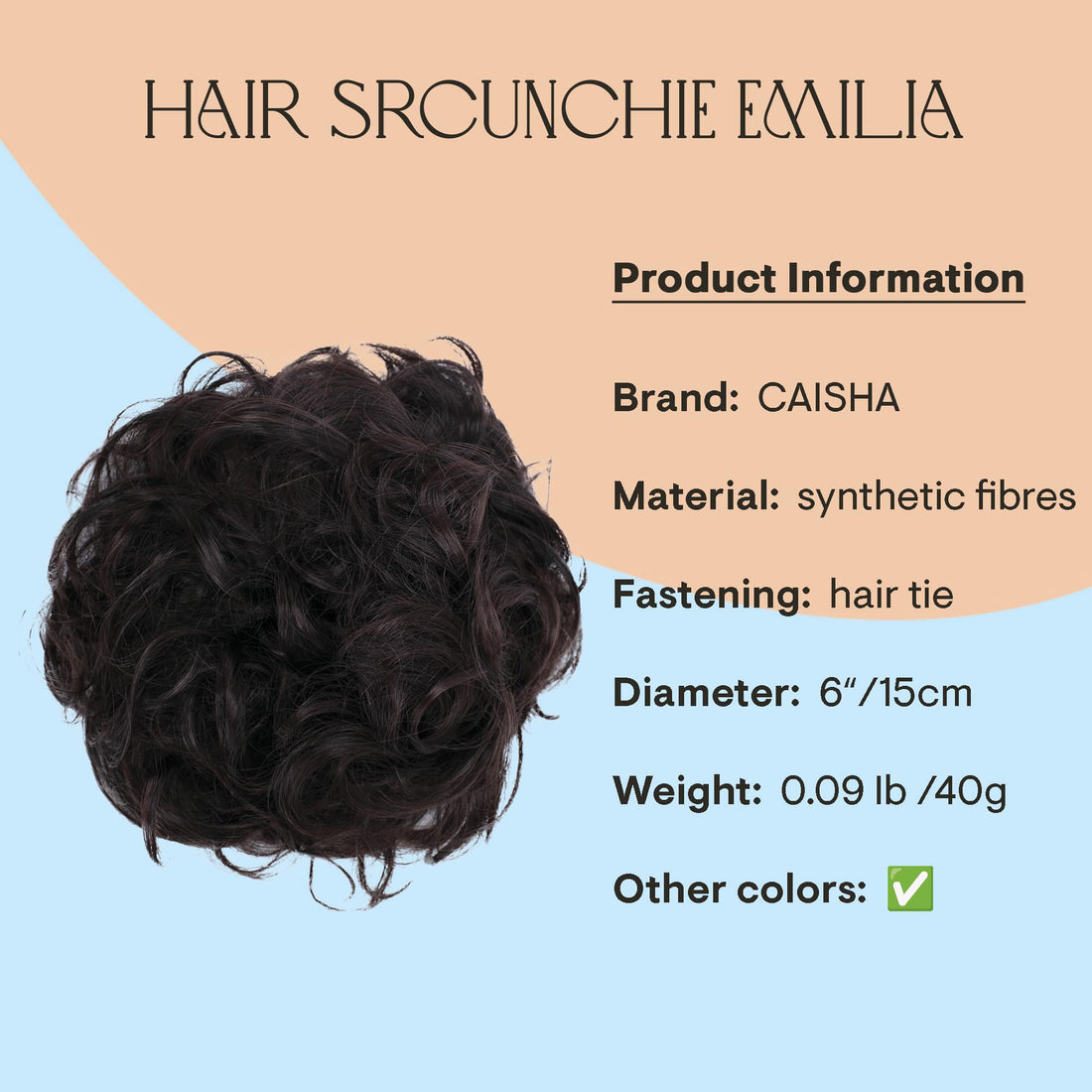 Black red brown mix G17E_1T32A : PRETTYSHOP Hairpiece Hair Rubber Scrunchie Scrunchy Updos, VOLUMINOUS, Curly or Messy Bun, Different Colors Available G17E