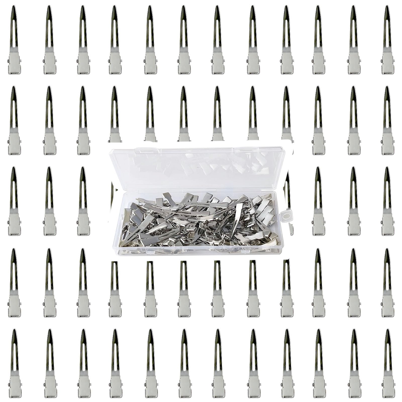 HiJeaton 60Pcs Duck Bill Hair Clips Metal Styling Hair Clips, Alligator Curl Clips, Single Prong Hair Clip for Thick Hair Sectioning, Salon, Bows DIY (Small)