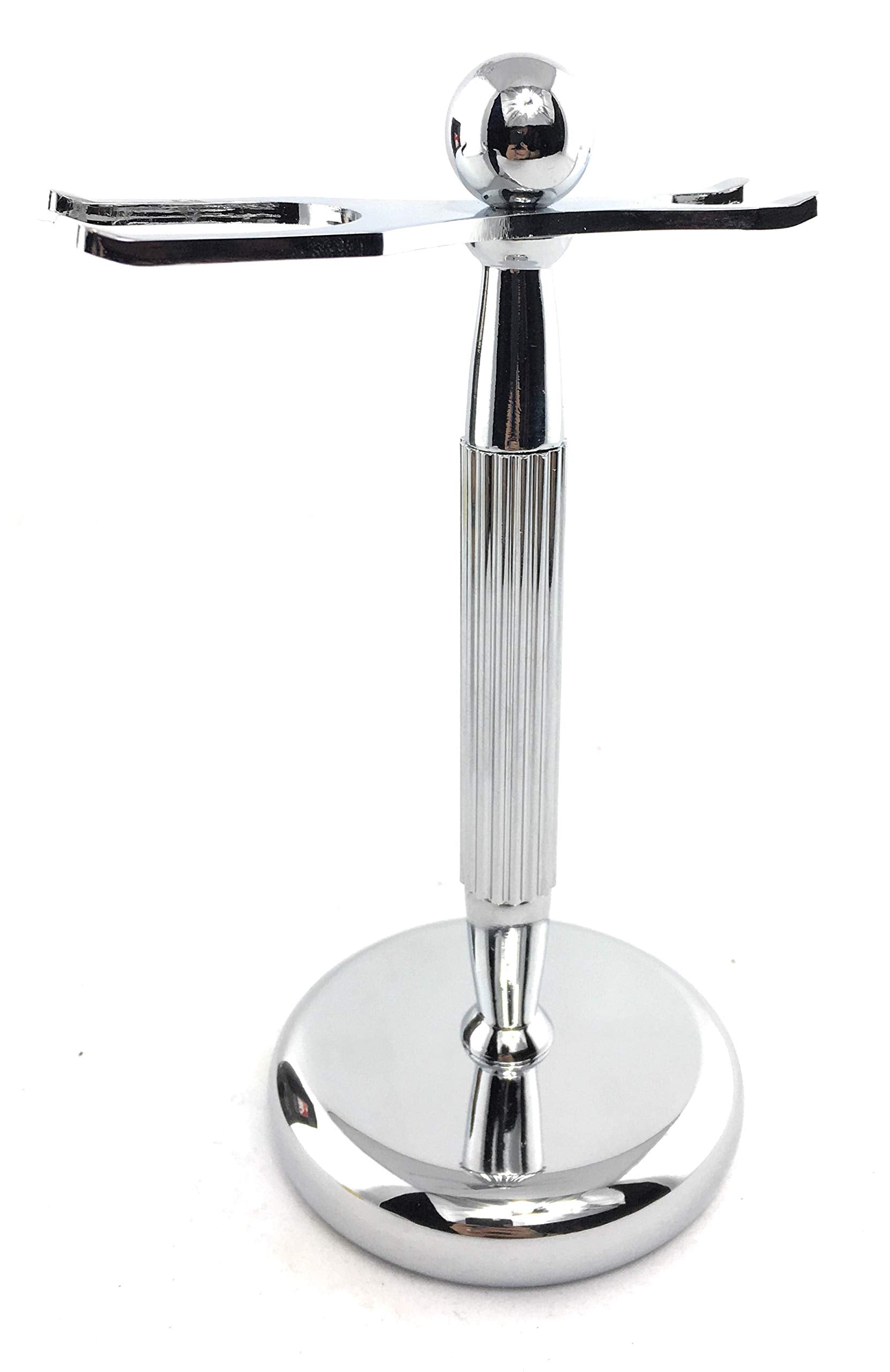 Brush and Razor Stand -- All chrome will fit all kinds of brushes and razors!