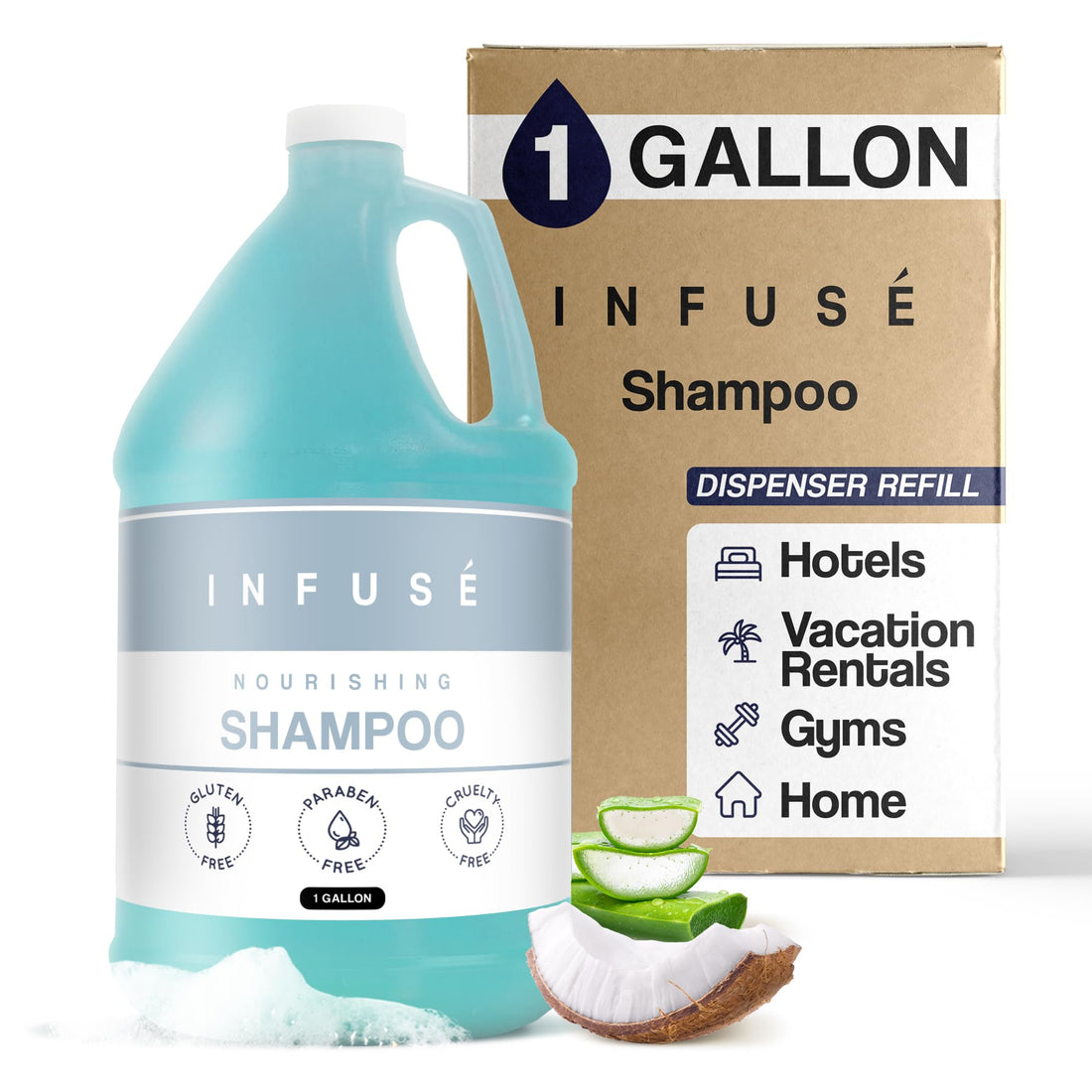 1-Shoppe All-in-Kit | H2O Tropical Infuse Hotel Shampoo | 1 Gallon | for Hospitality & Vacation Rentals to Refill Dispensers | (Single Gallon)