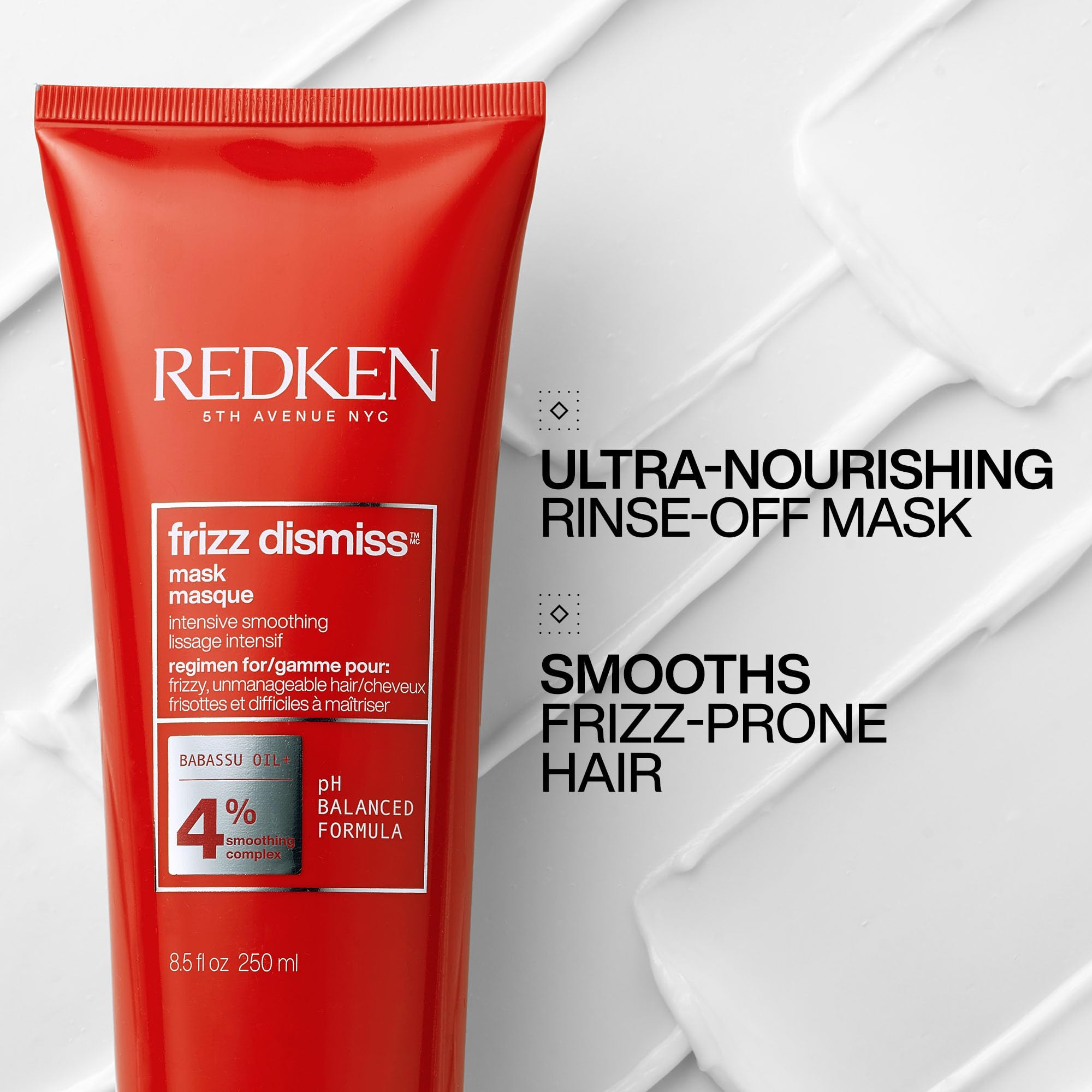 Redken Frizz Dismiss Mask Intense Smoothing Treatment | For Unruly Hair | Ultra Hydrating Smoothing Hair Mask | Sulfate Free | 8.5 Fl Oz, 8.5 fl. oz