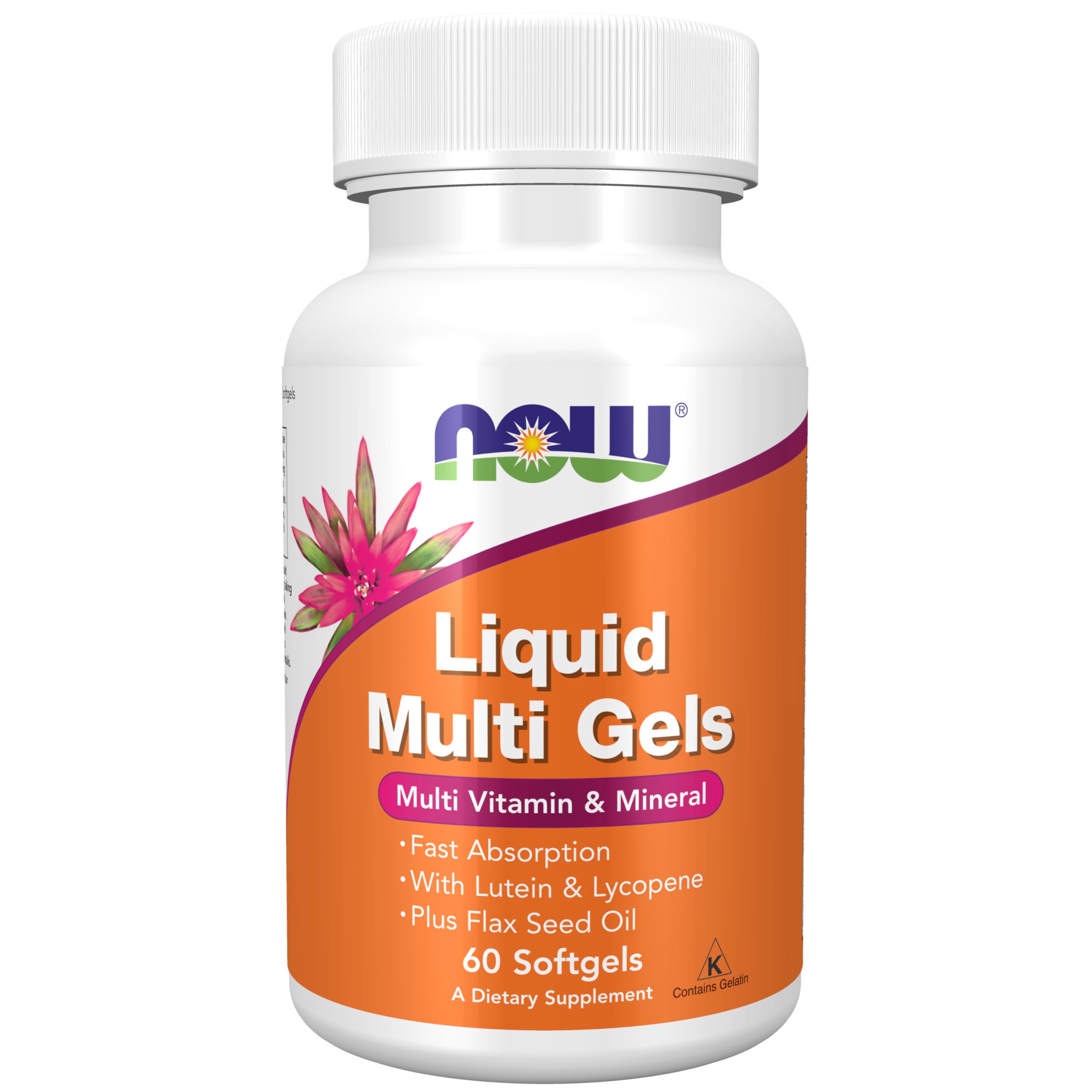 NOW Foods Supplements, Liquid Multi Gels with Lutein and Lycopene, plus Flax Seed Oil, 60 Softgels