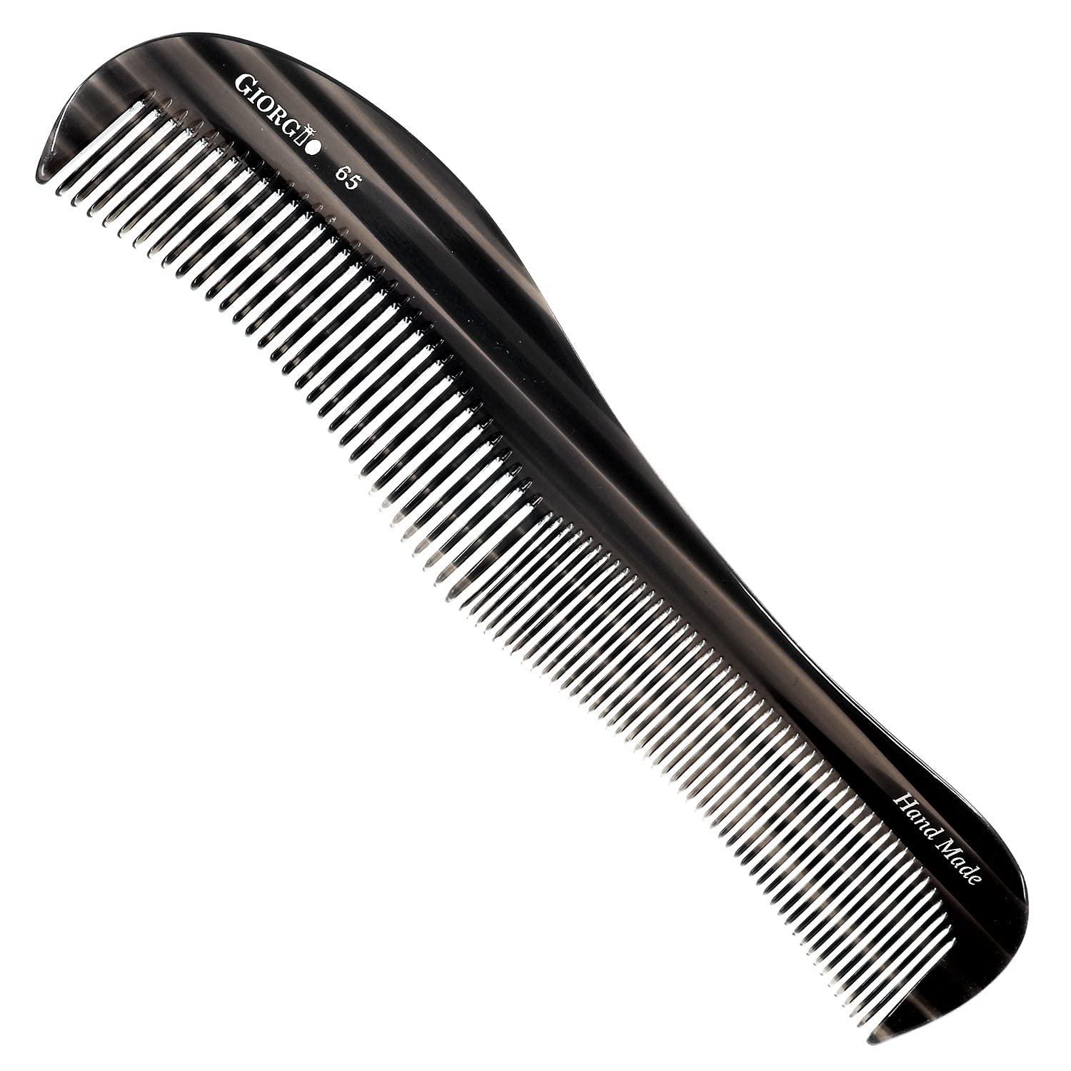 Giorgio G65 8 1/2 Handmade Black Flexible Contour Comb. Wide Teeth Flexible Comb. Hand-Made of quality.