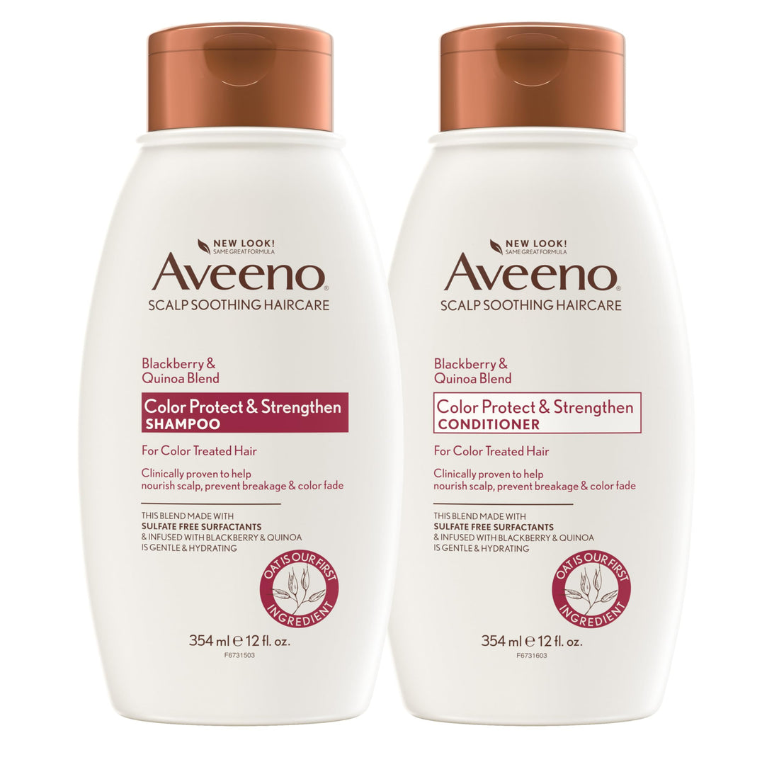 Aveeno Color Protect & Strengthen+ Blackberry & Quinoa Conditioner and Shampoo Set - Fresh Scent, 12 Fl Oz Each