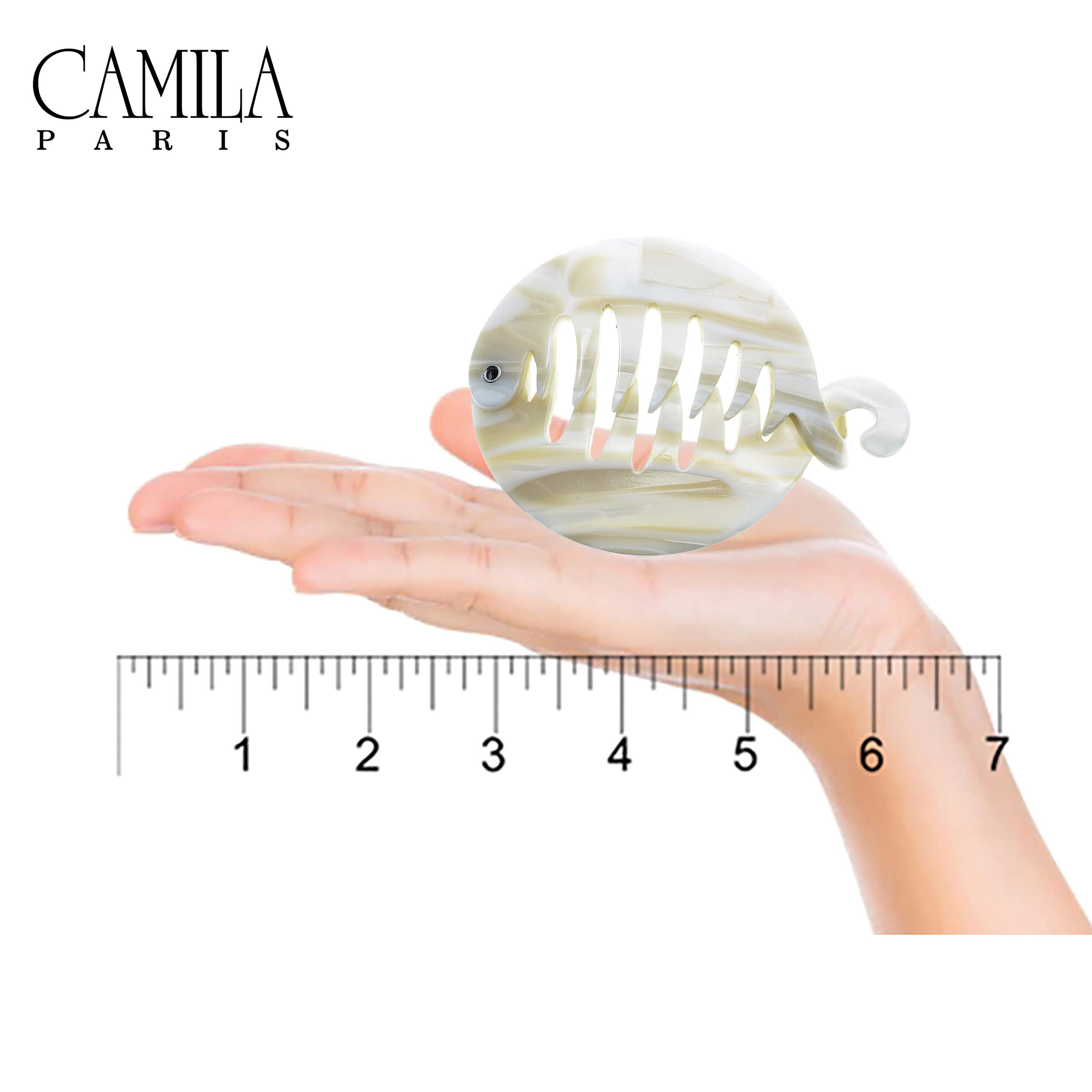 Camila Paris - CP2338 (4) ROUND French woman Hair Accessories, Hair Banana Strong and Durable Hair Ornaments. Handmade in France with Cellulose Acetate (4, ALBA)